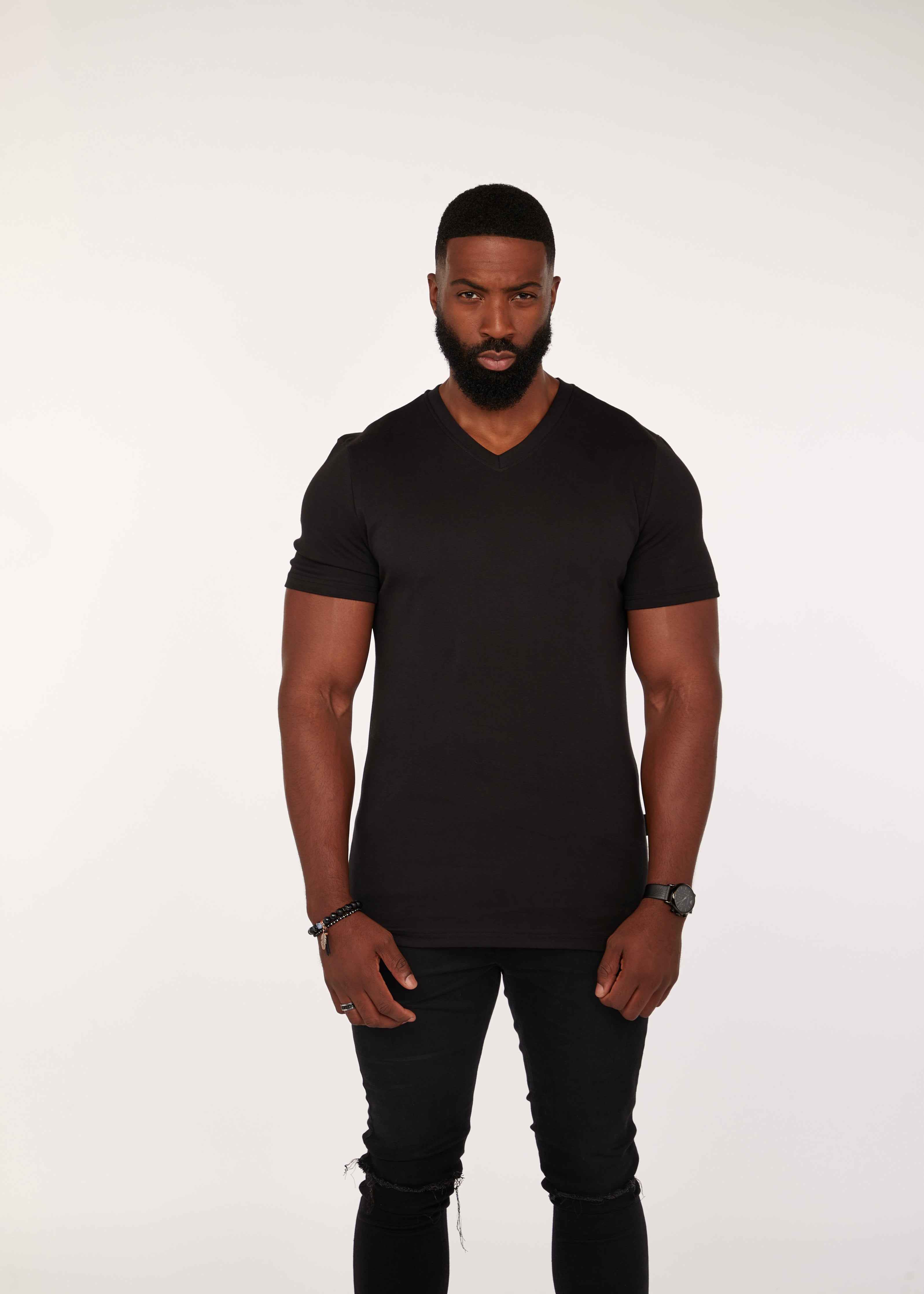 Black V Neck Vittorini Fit T-Shirt