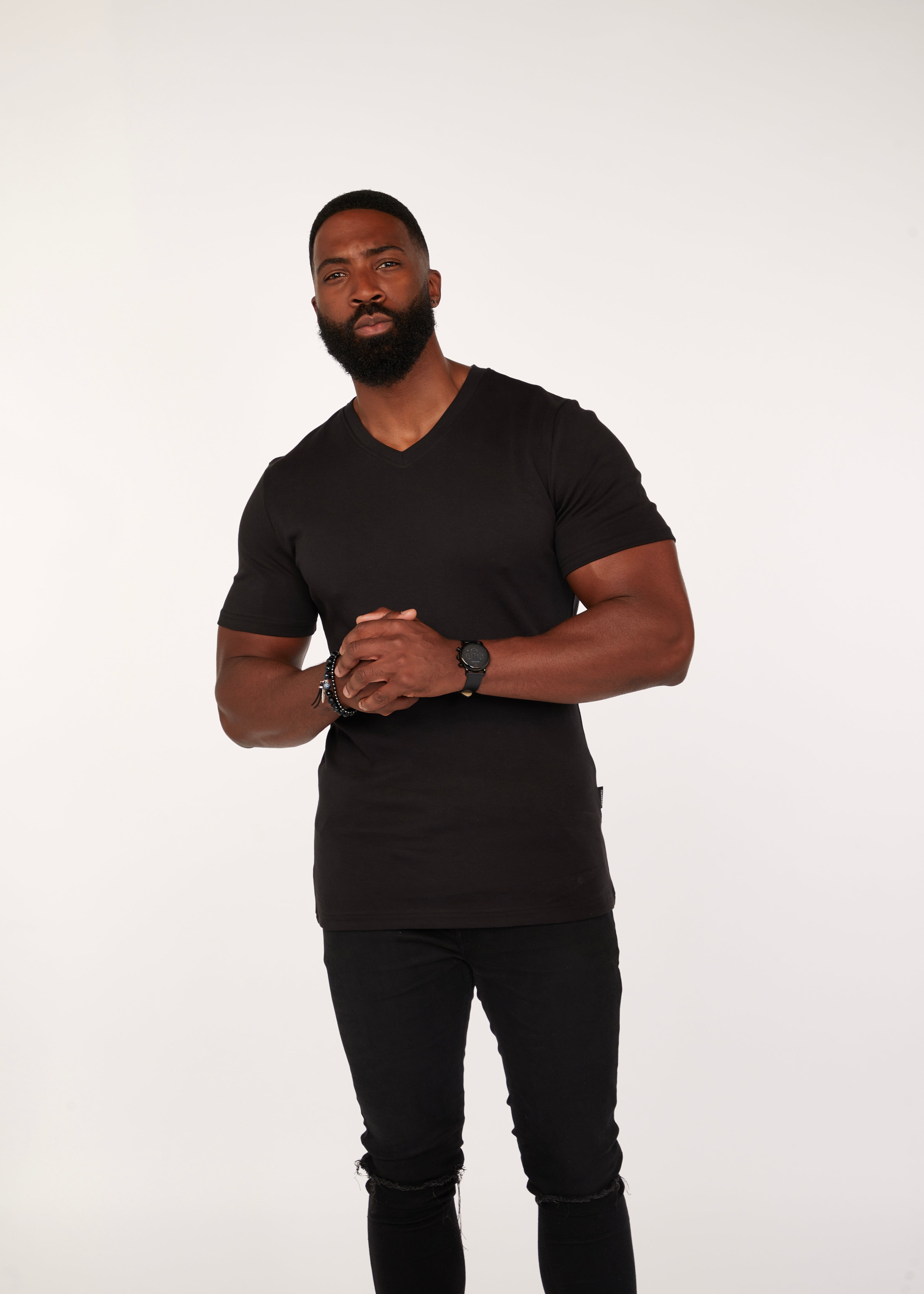 Black V Neck Vittorini Fit T-Shirt