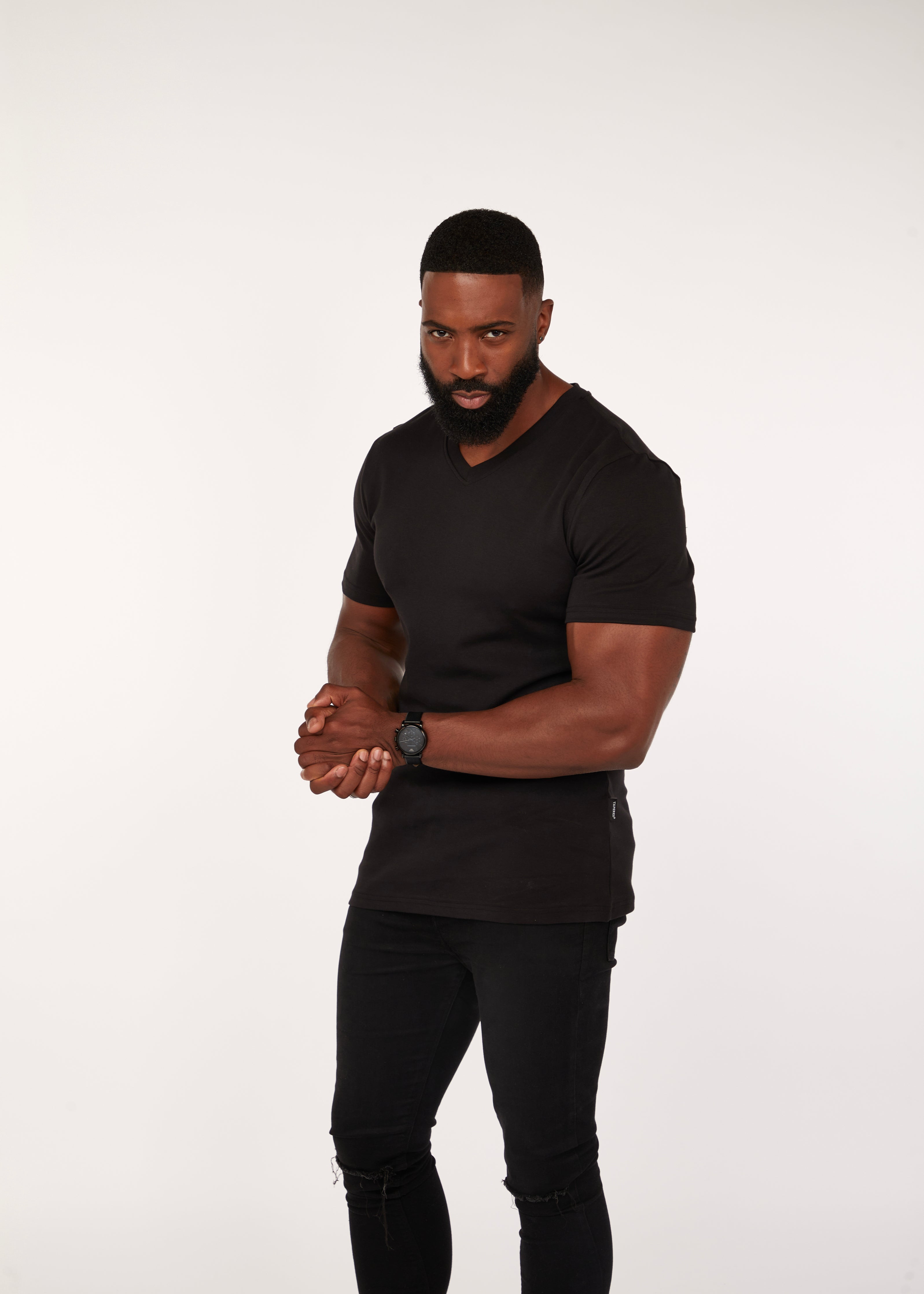 Black V Neck Vittorini Fit T-Shirt