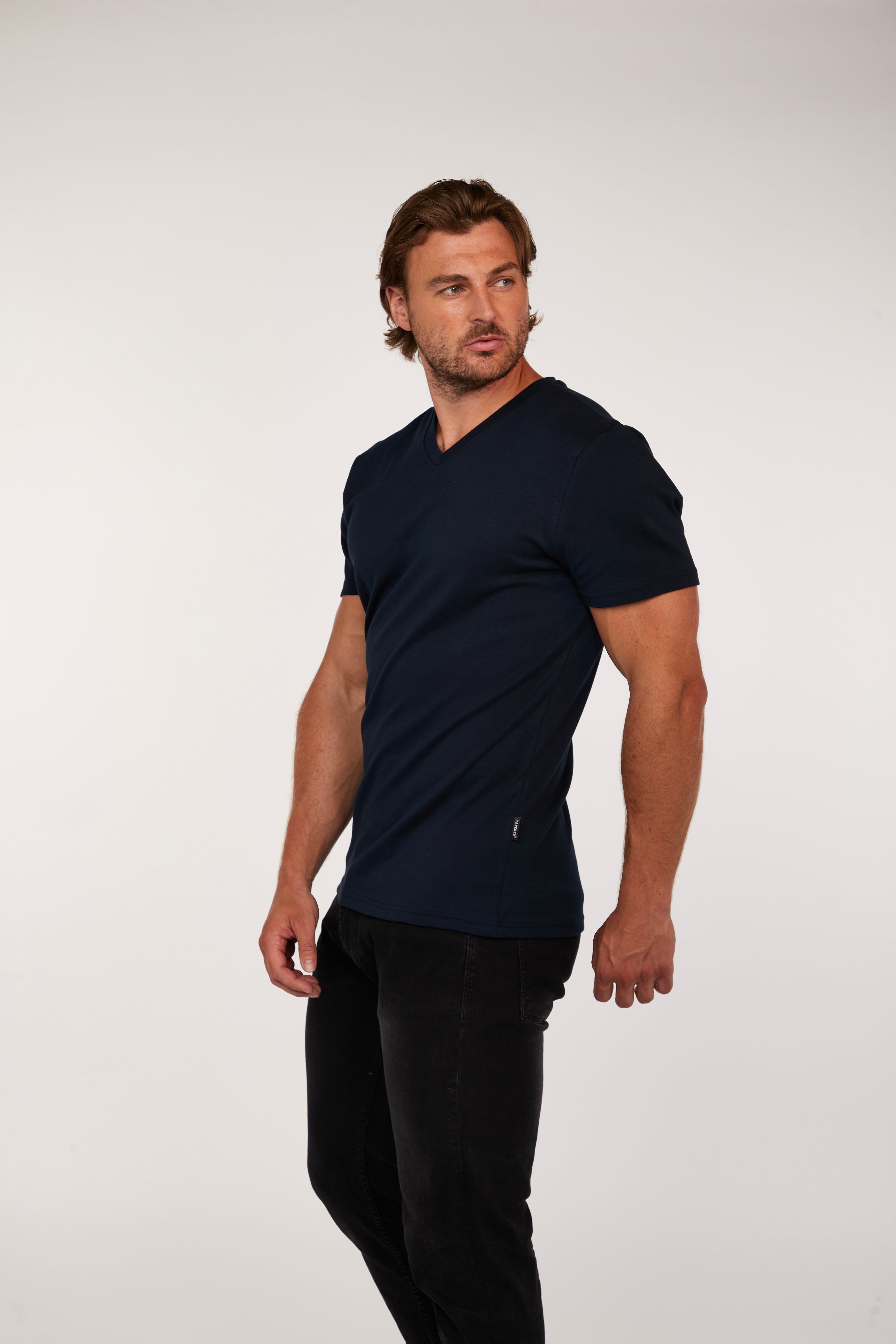 Navy V Neck Vittorini Fit T-Shirt