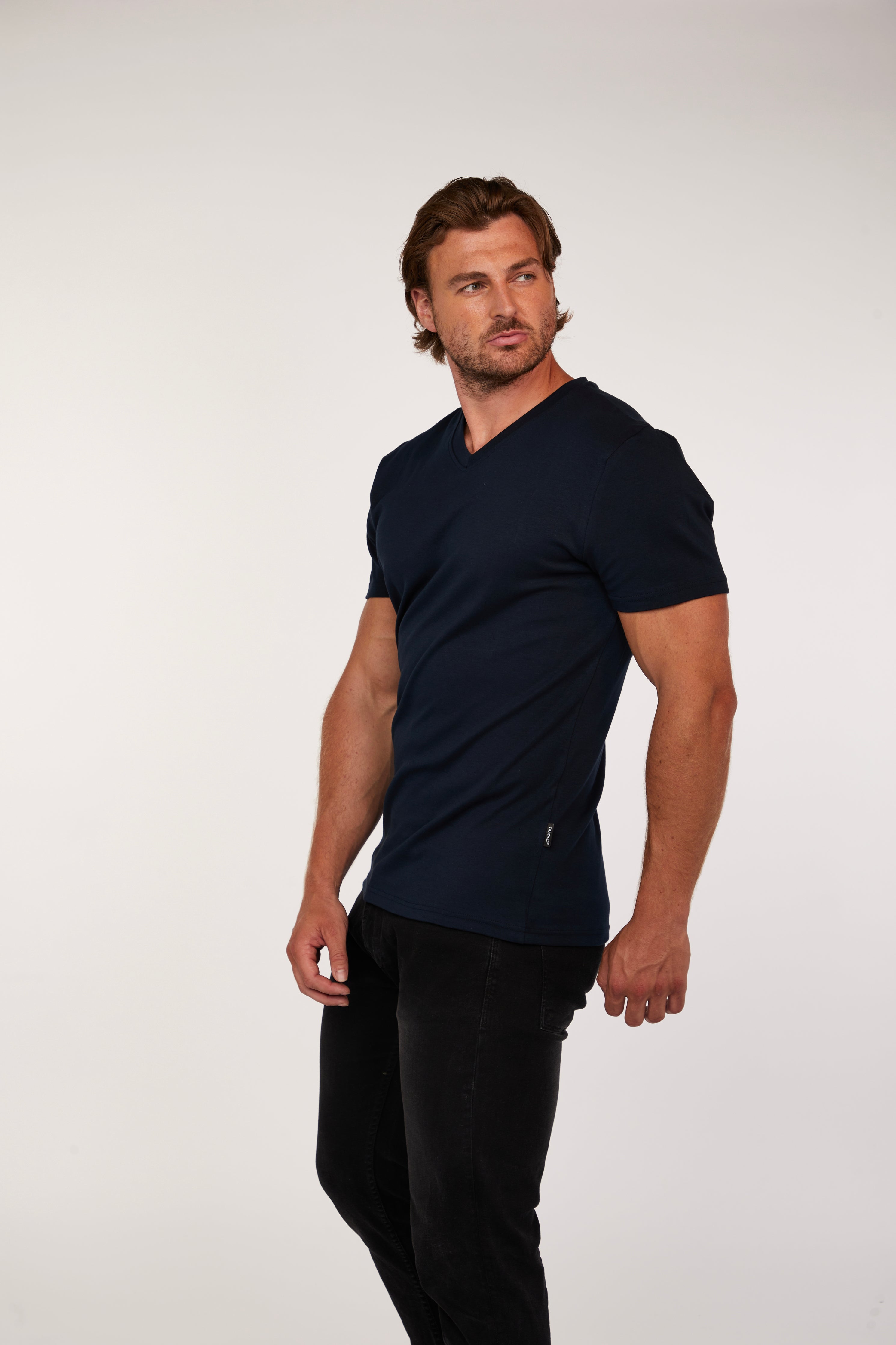 Navy V Neck Vittorini Fit T-Shirt
