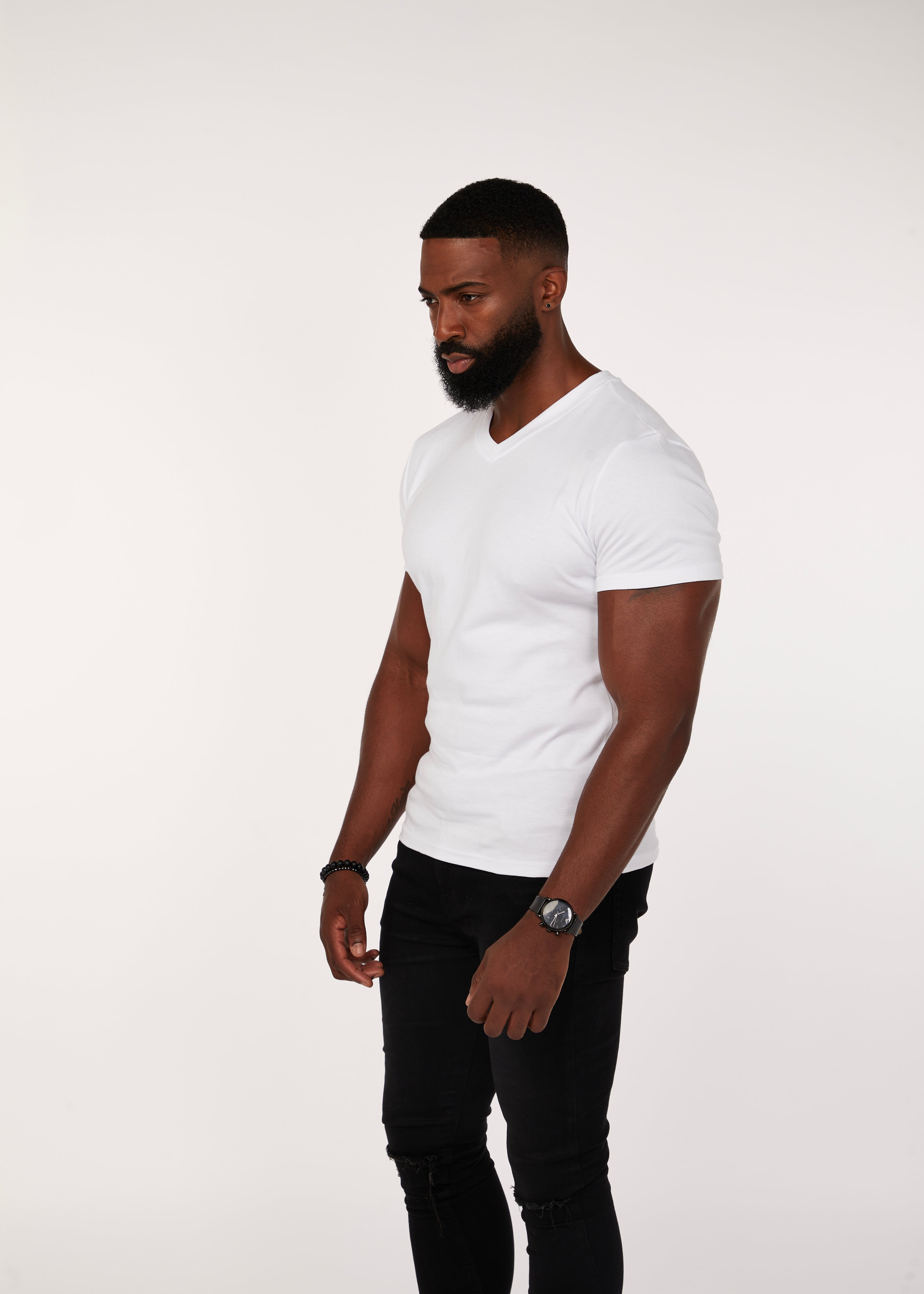 White V Neck Vittorini Fit T-Shirt