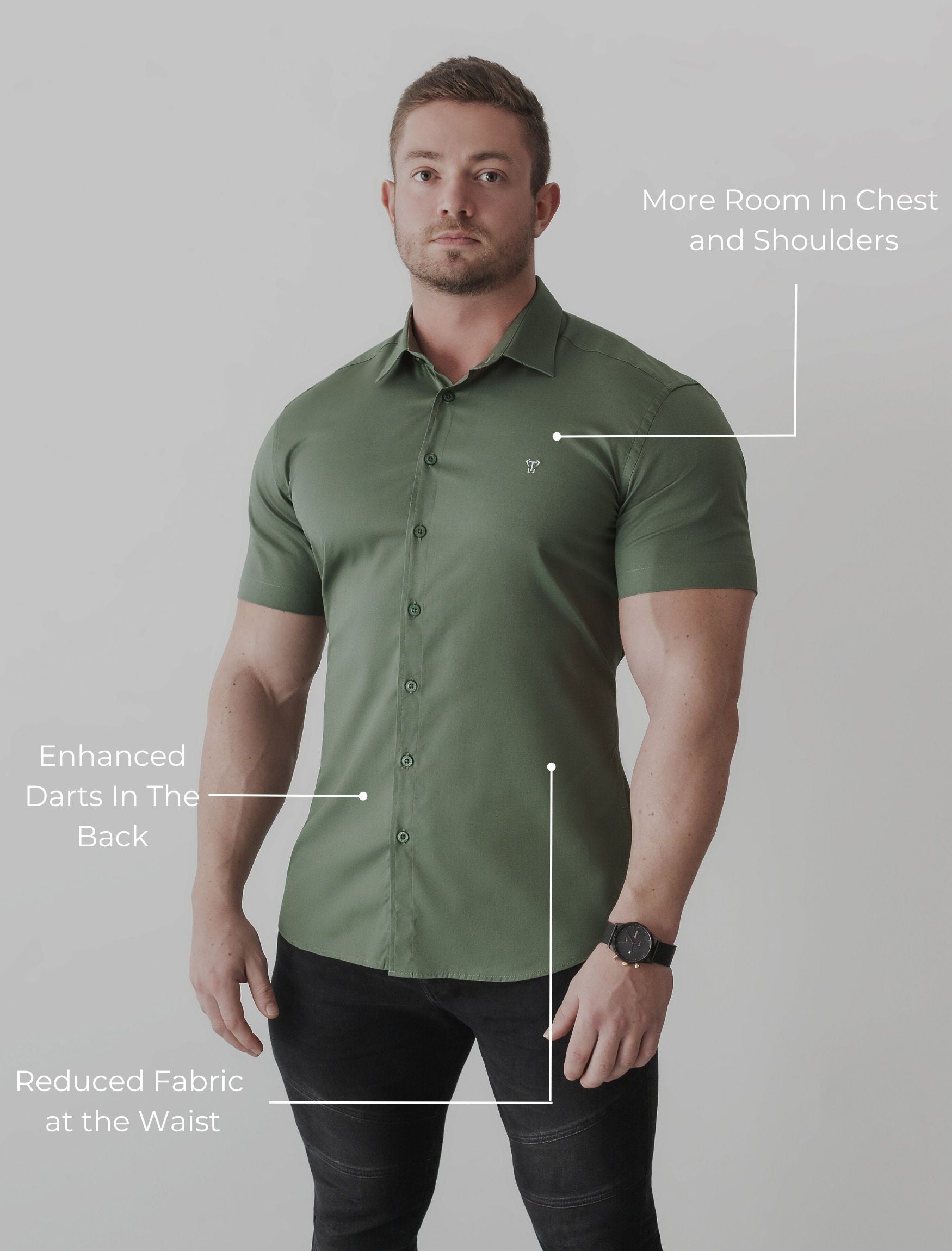 Olive Short Sleeve Vittorini Fit Shirt