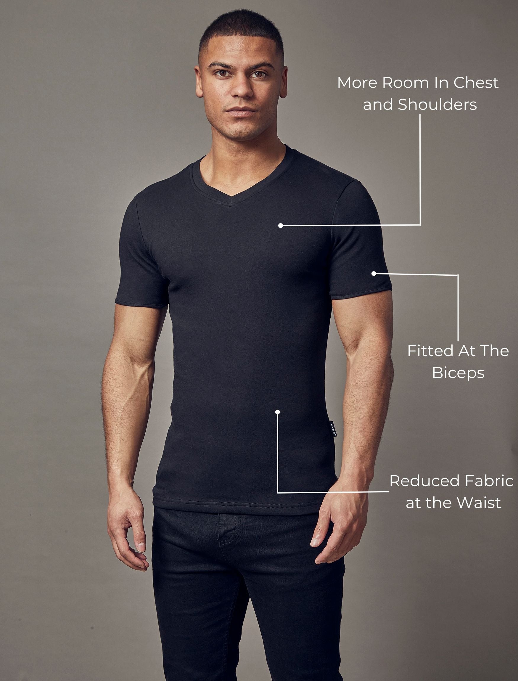Black V Neck Vittorini Fit T-Shirt