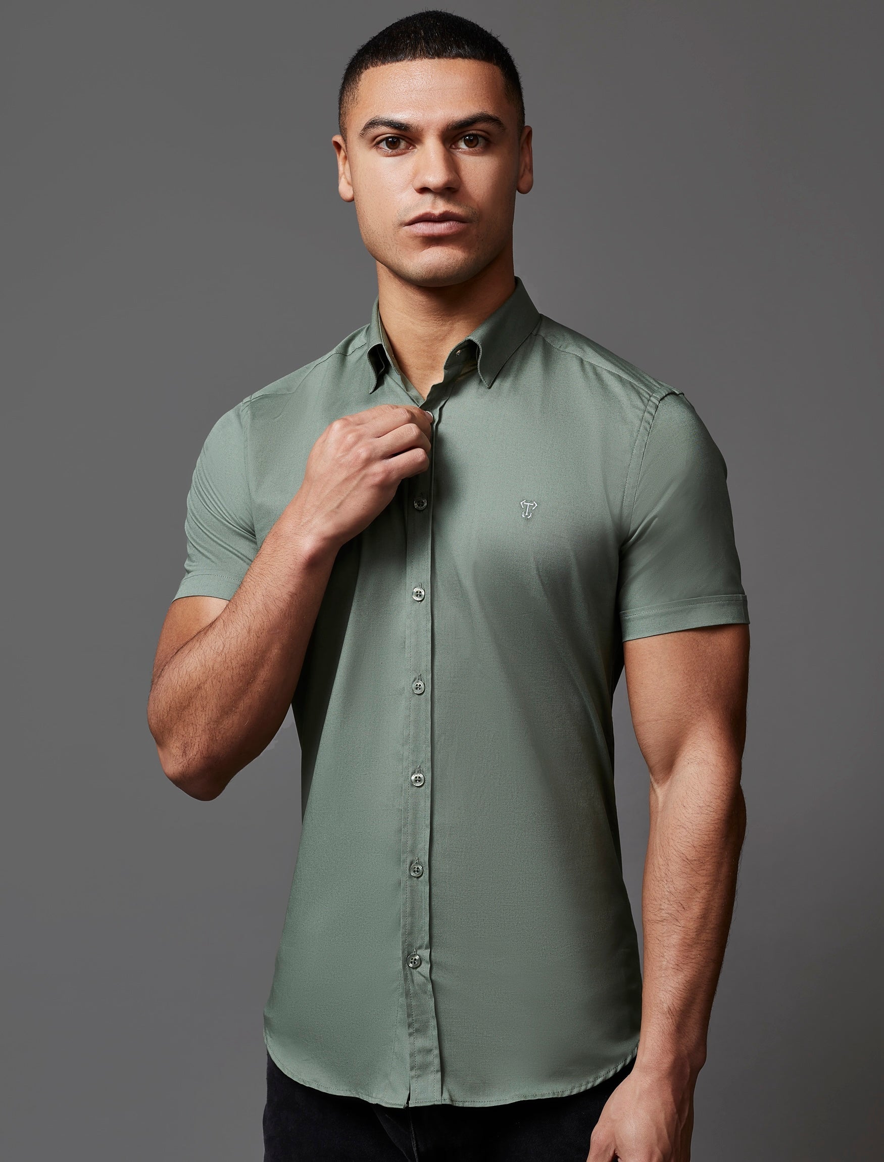 Olive Short Sleeve Vittorini Fit Shirt
