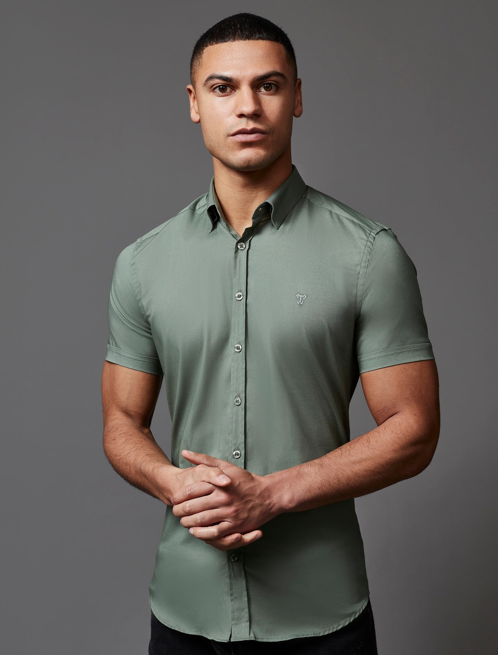 Olive Short Sleeve Vittorini Fit Shirt
