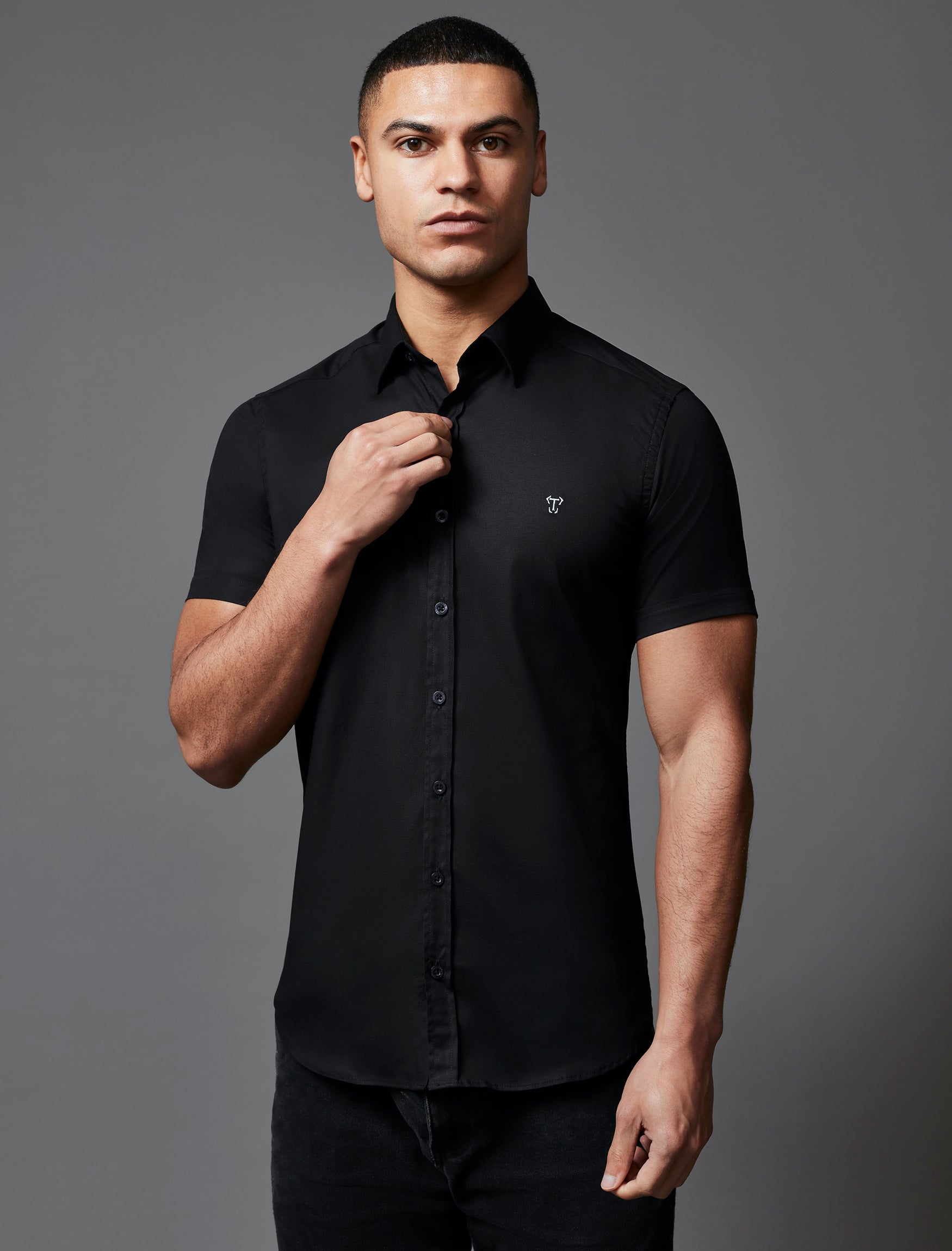 Black Short Sleeve Vittorini Fit Shirt