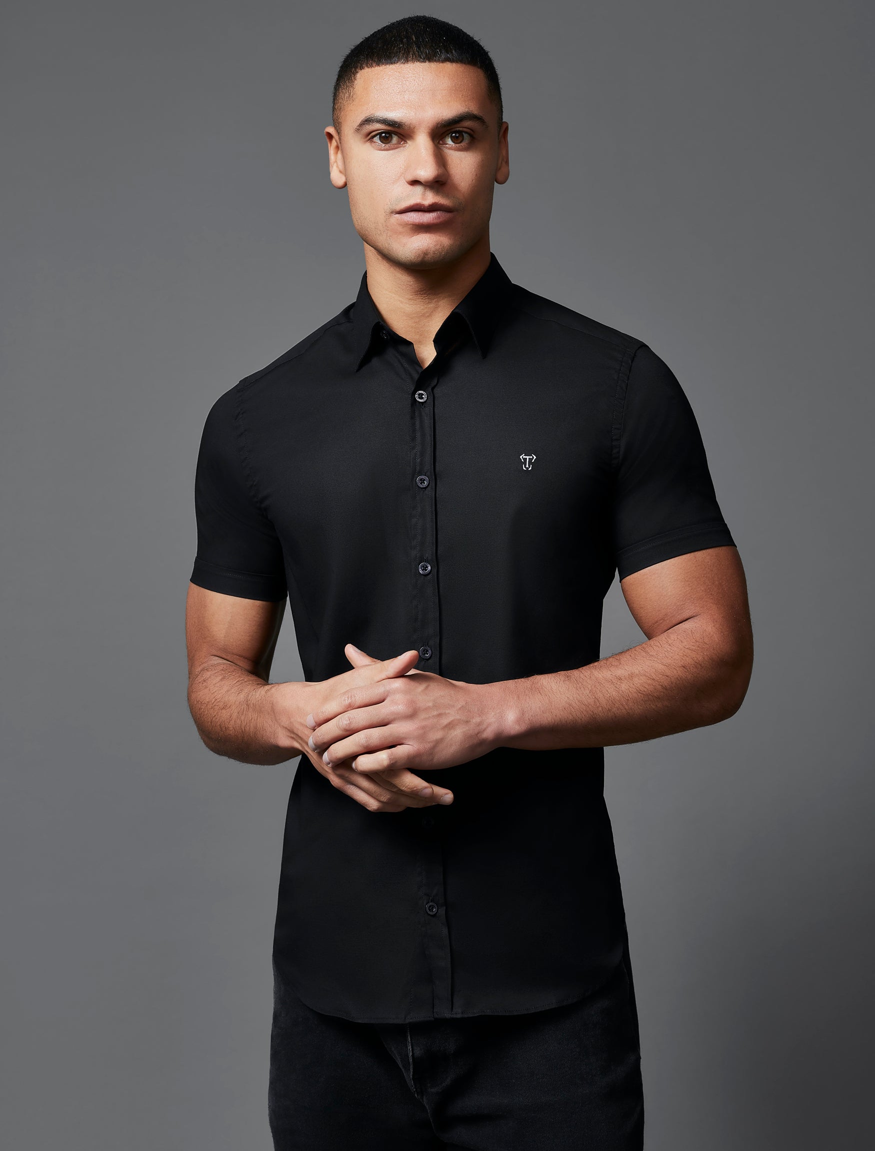 Black Short Sleeve Vittorini Fit Shirt