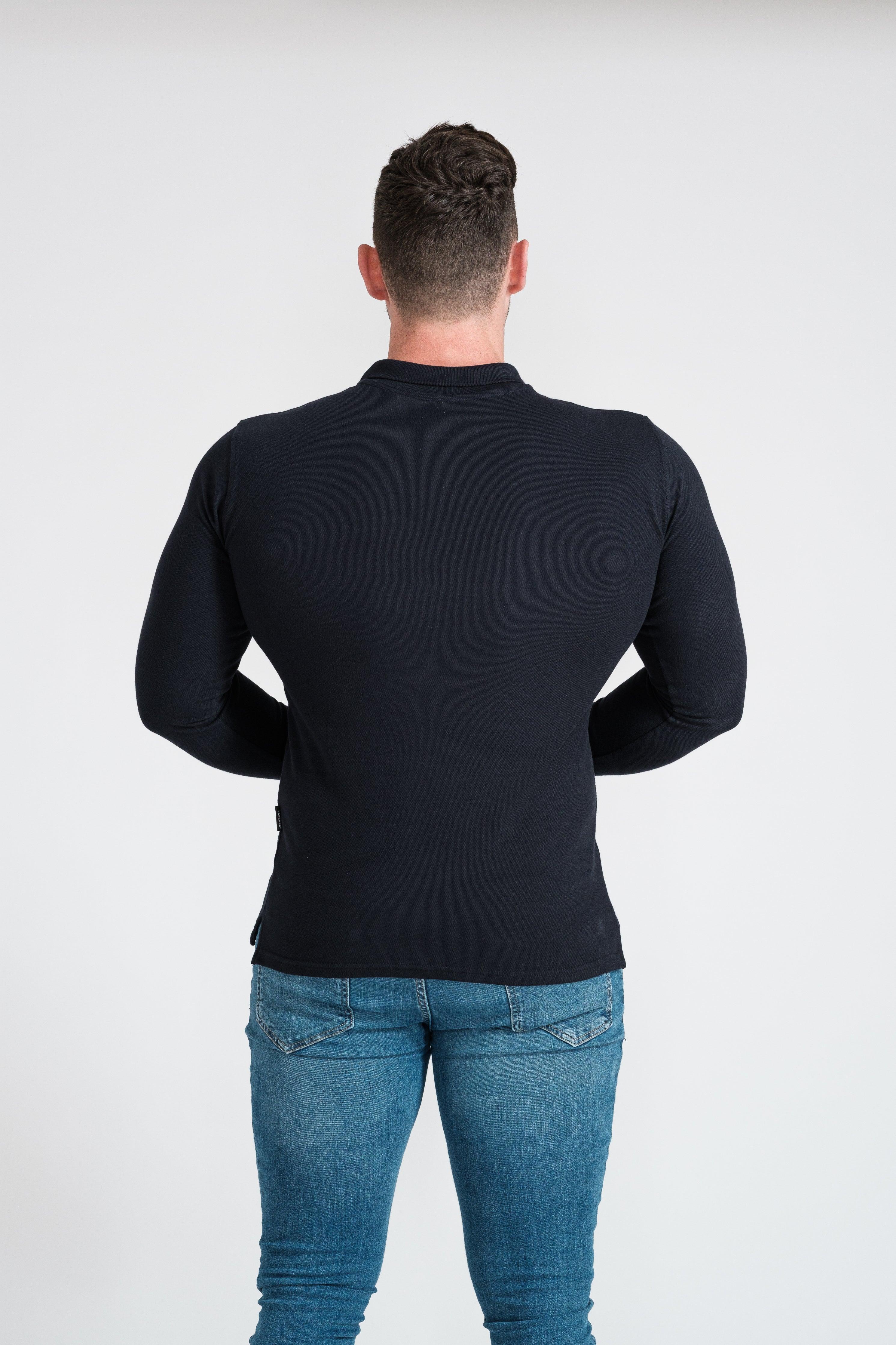 Long Sleeve Navy Vittorini Fit Polo Shirt