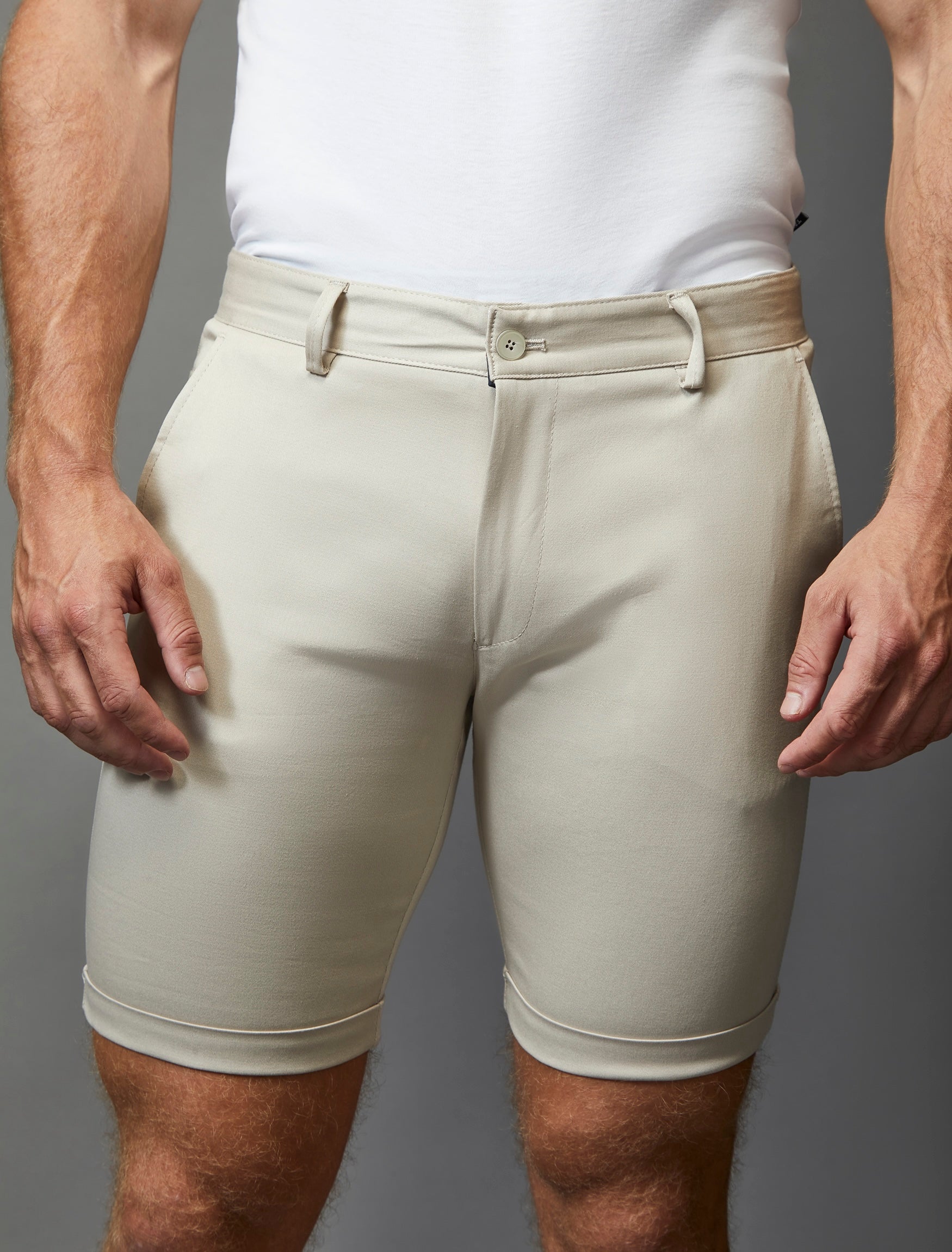 Beige Vittorini Fit Chino Shorts