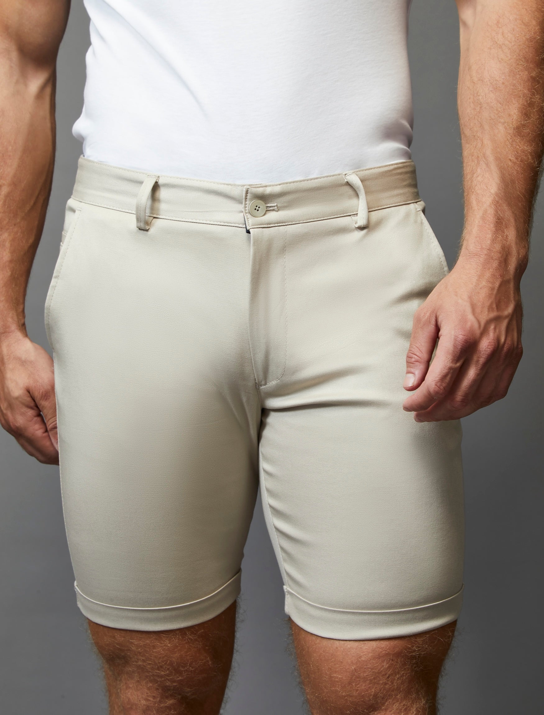 Beige Vittorini Fit Chino Shorts