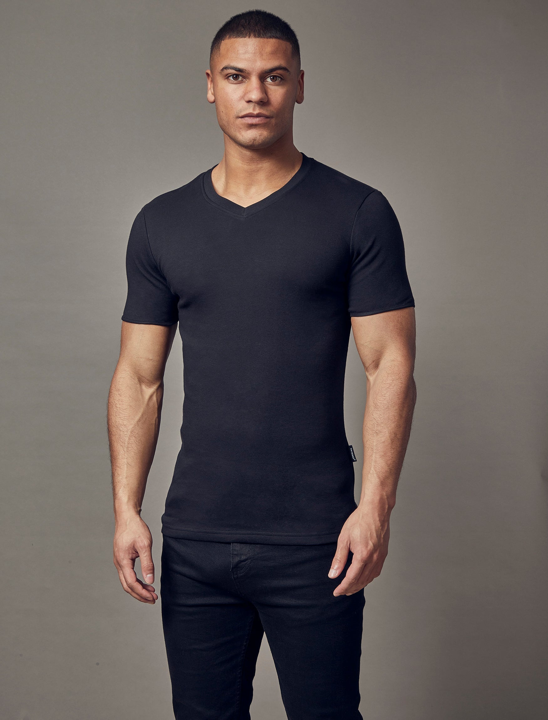 Black V Neck Vittorini Fit T-Shirt