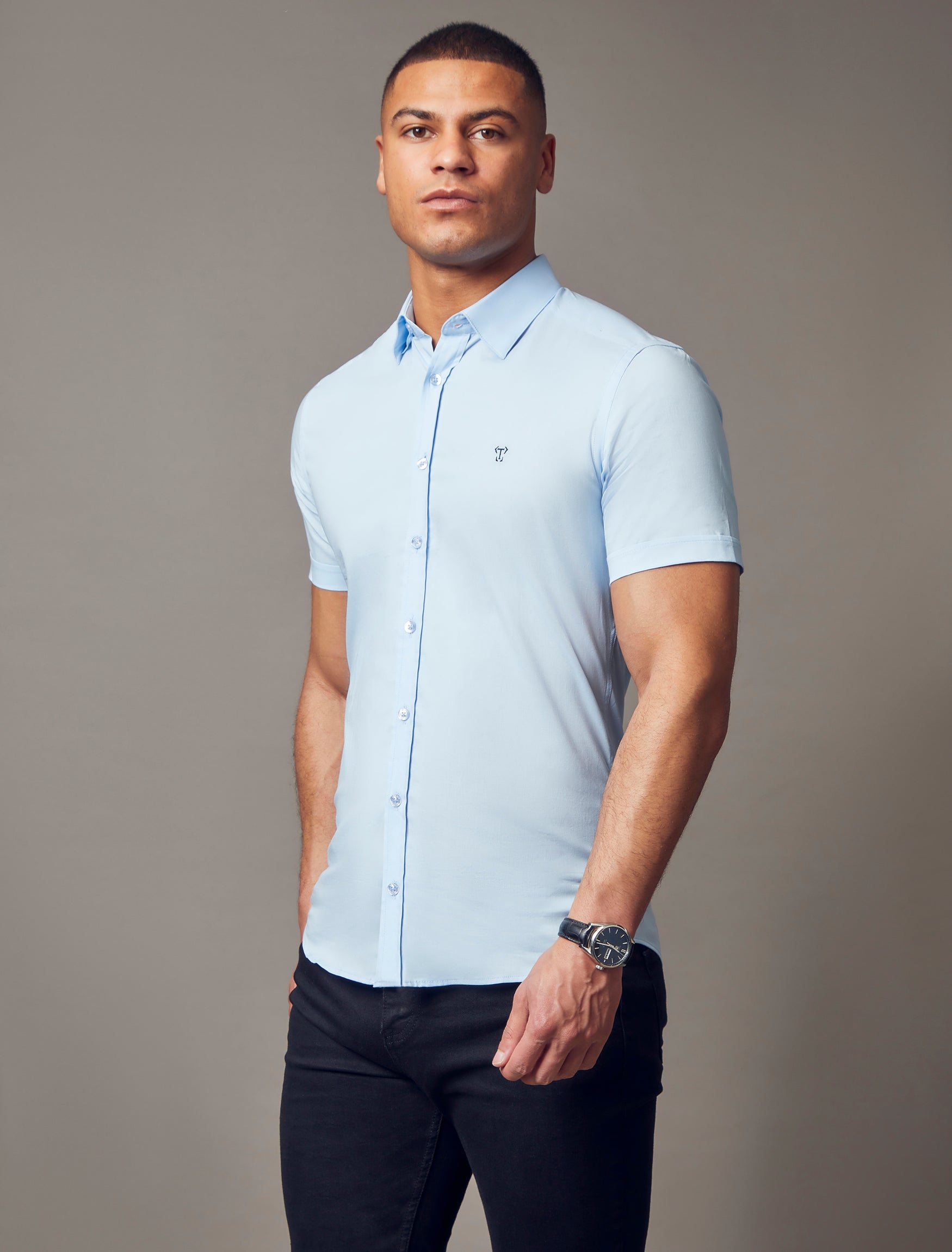 Blue Short Sleeve Vittorini Fit Shirt