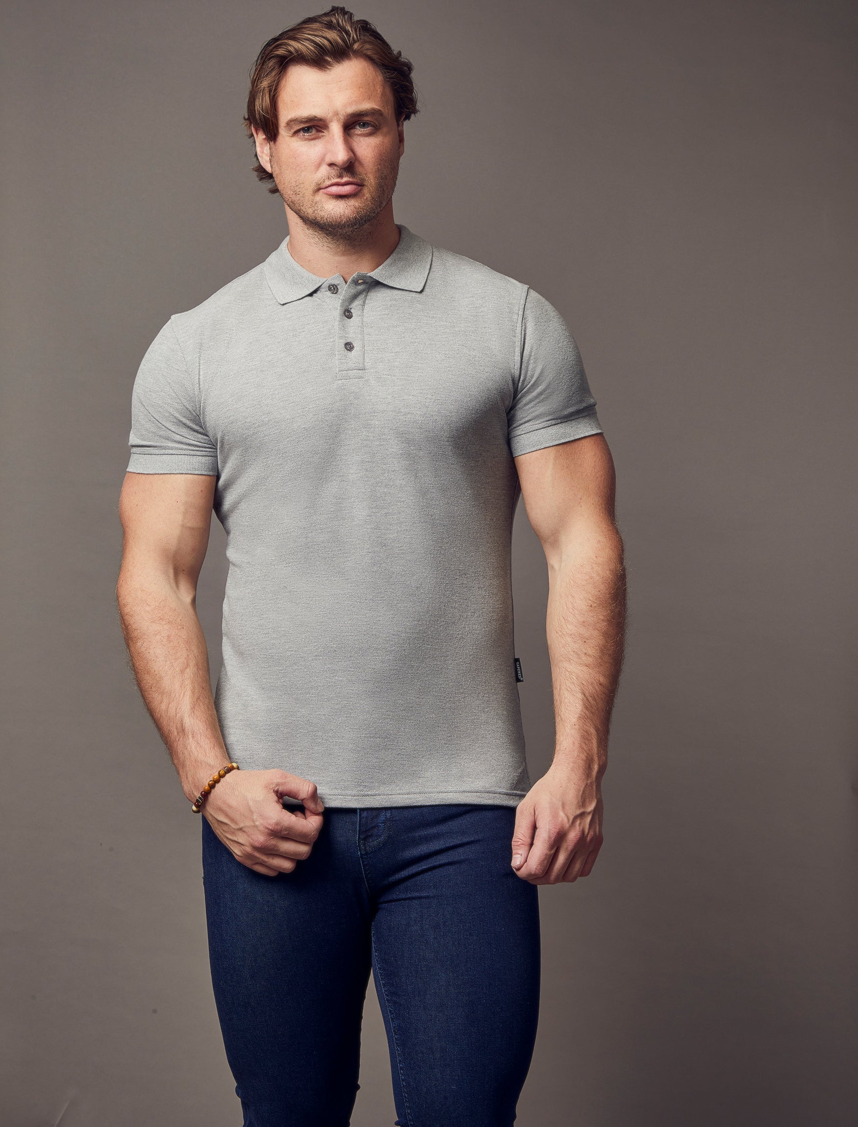 Short Sleeve Grey Vittorini Fit Polo Shirt