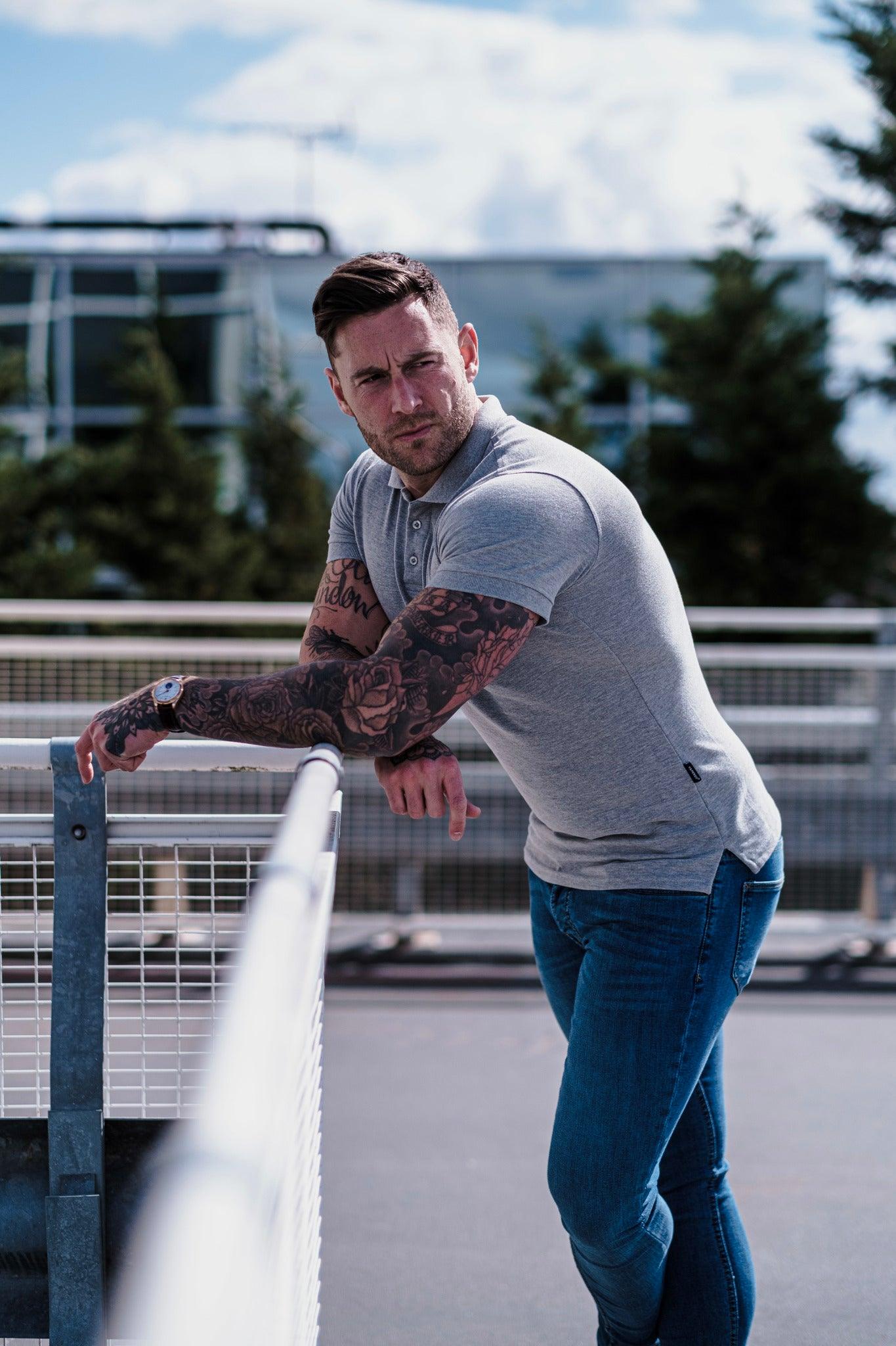 Short Sleeve Grey Vittorini Fit Polo Shirt