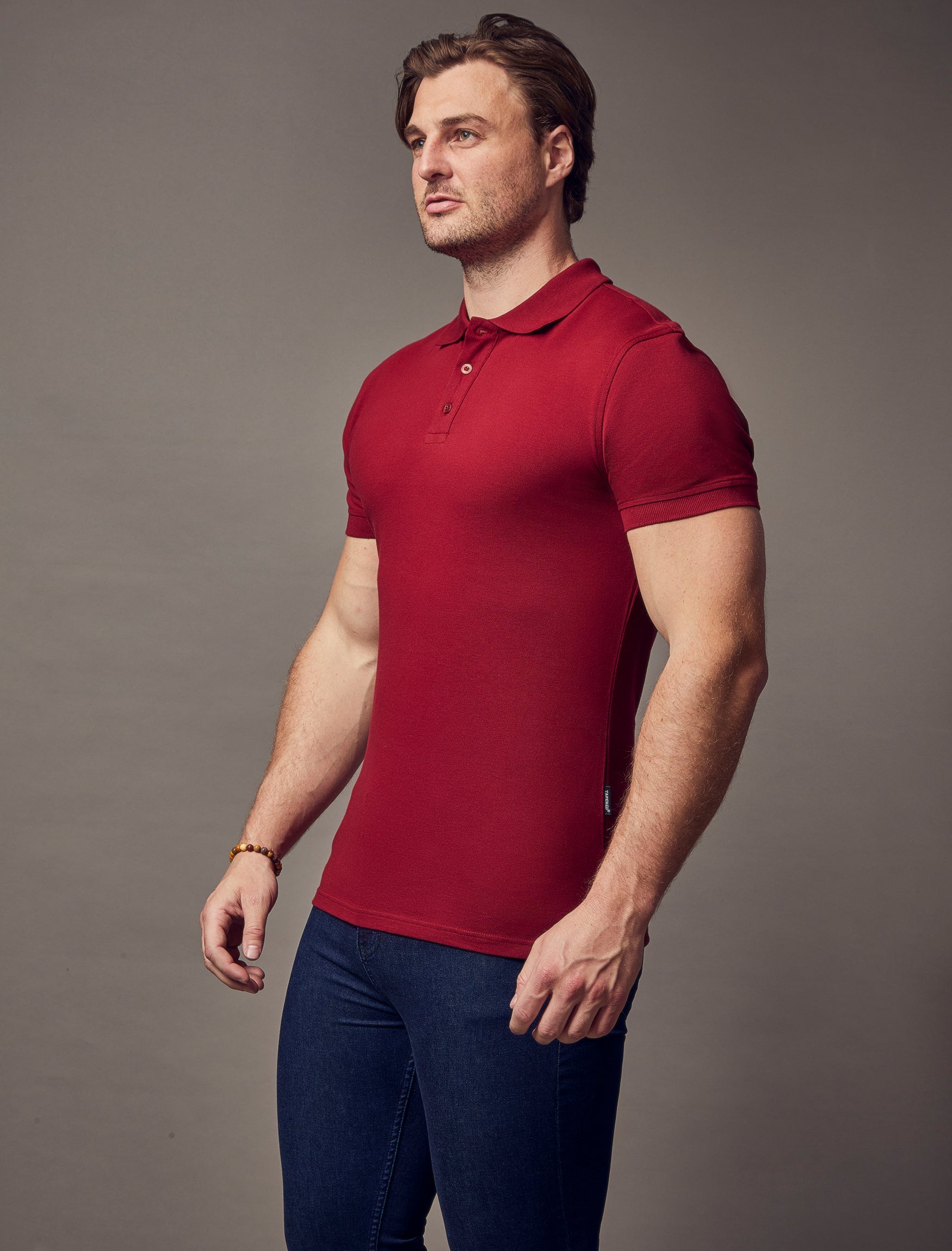 Short Sleeve Burgundy Vittorini Fit Polo Shirt