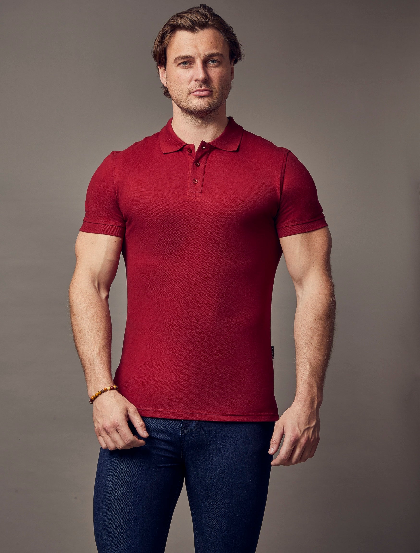 Short Sleeve Burgundy Vittorini Fit Polo Shirt
