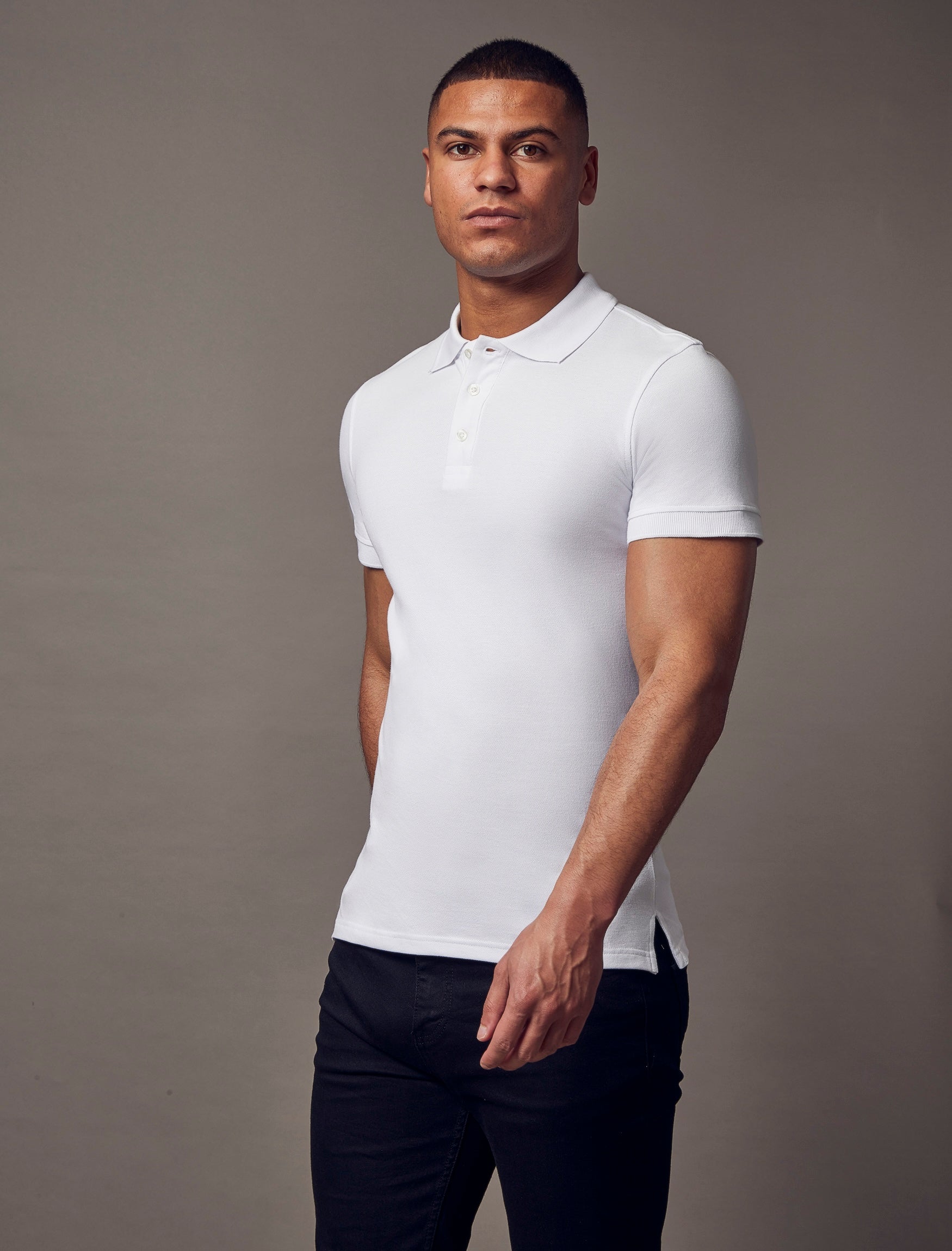 Short Sleeve White Vittorini Fit Polo Shirt