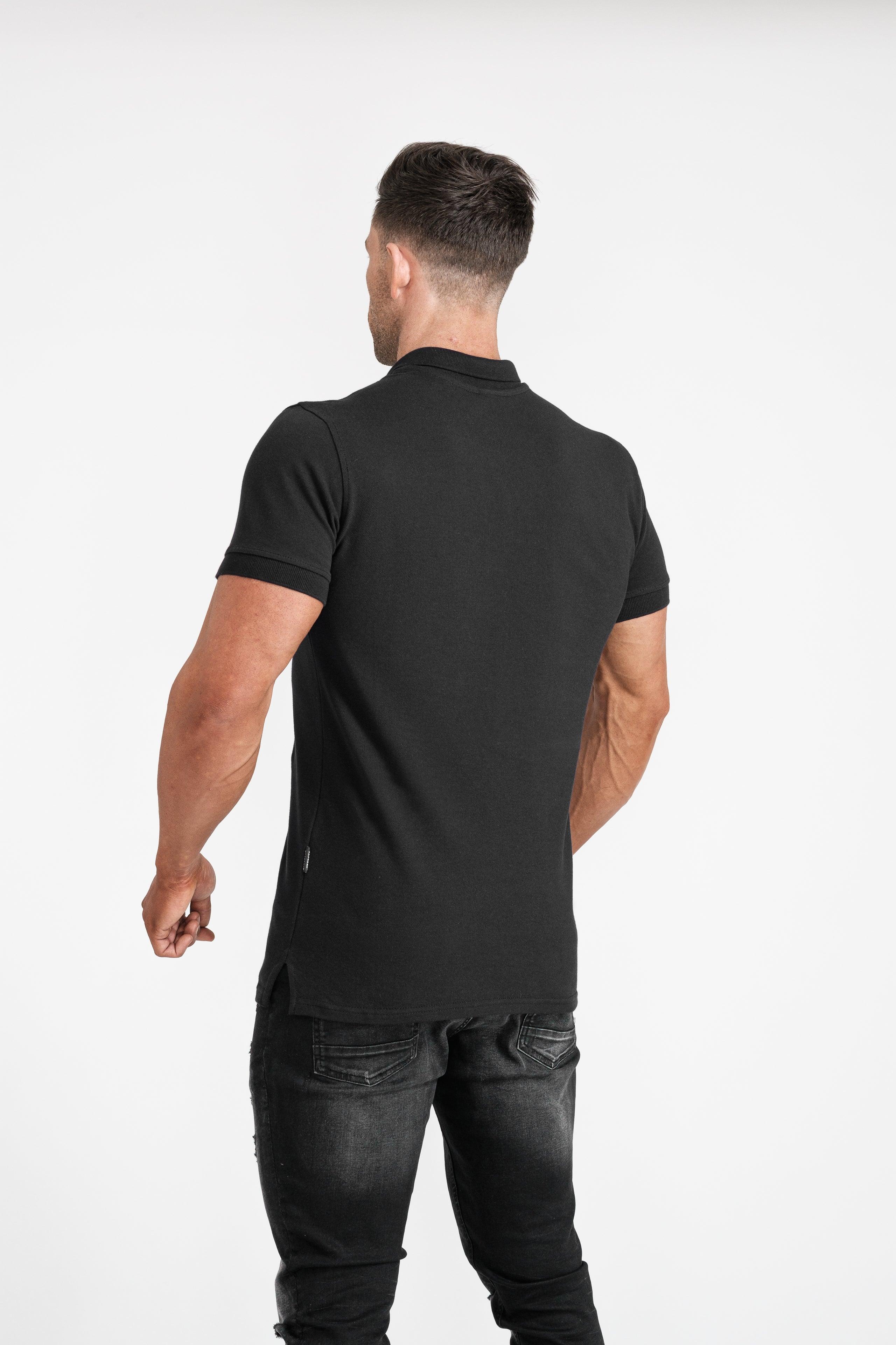 Short Sleeve Black Vittorini Fit Polo Shirt