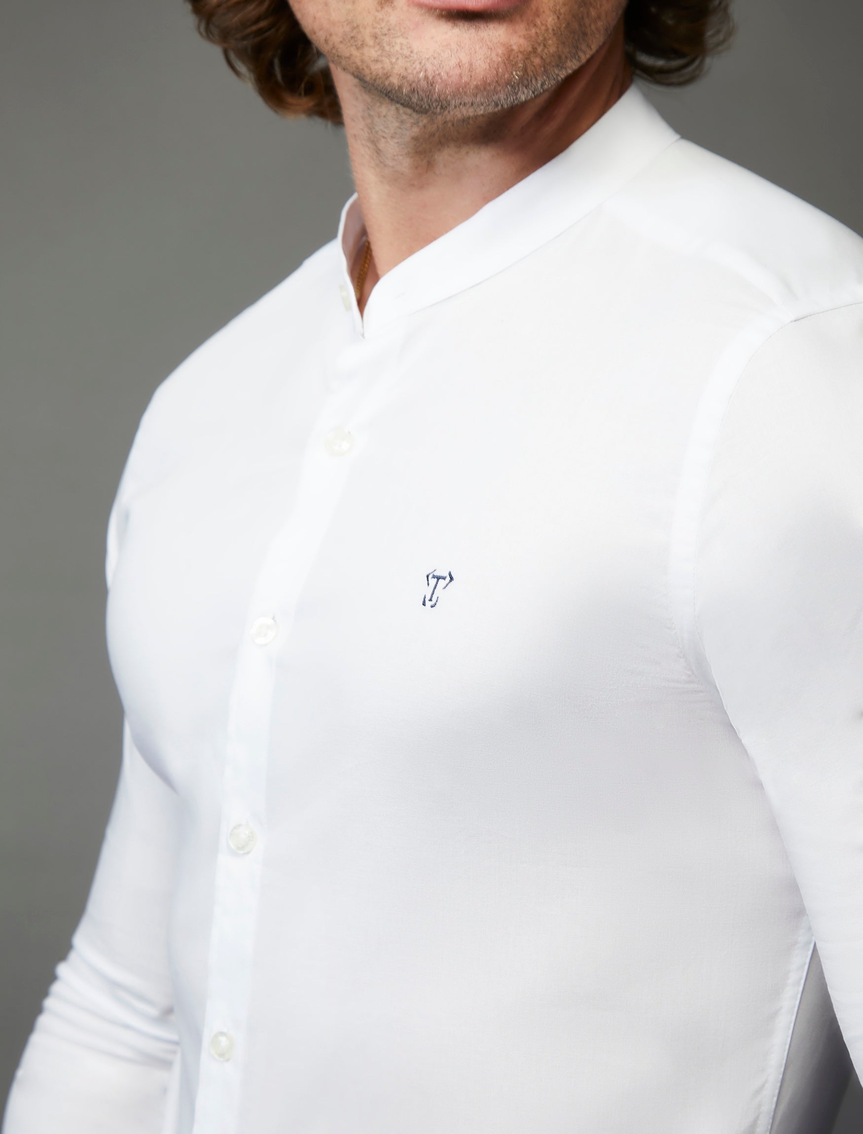 Grandad Collar White Vittorini Fit Shirt