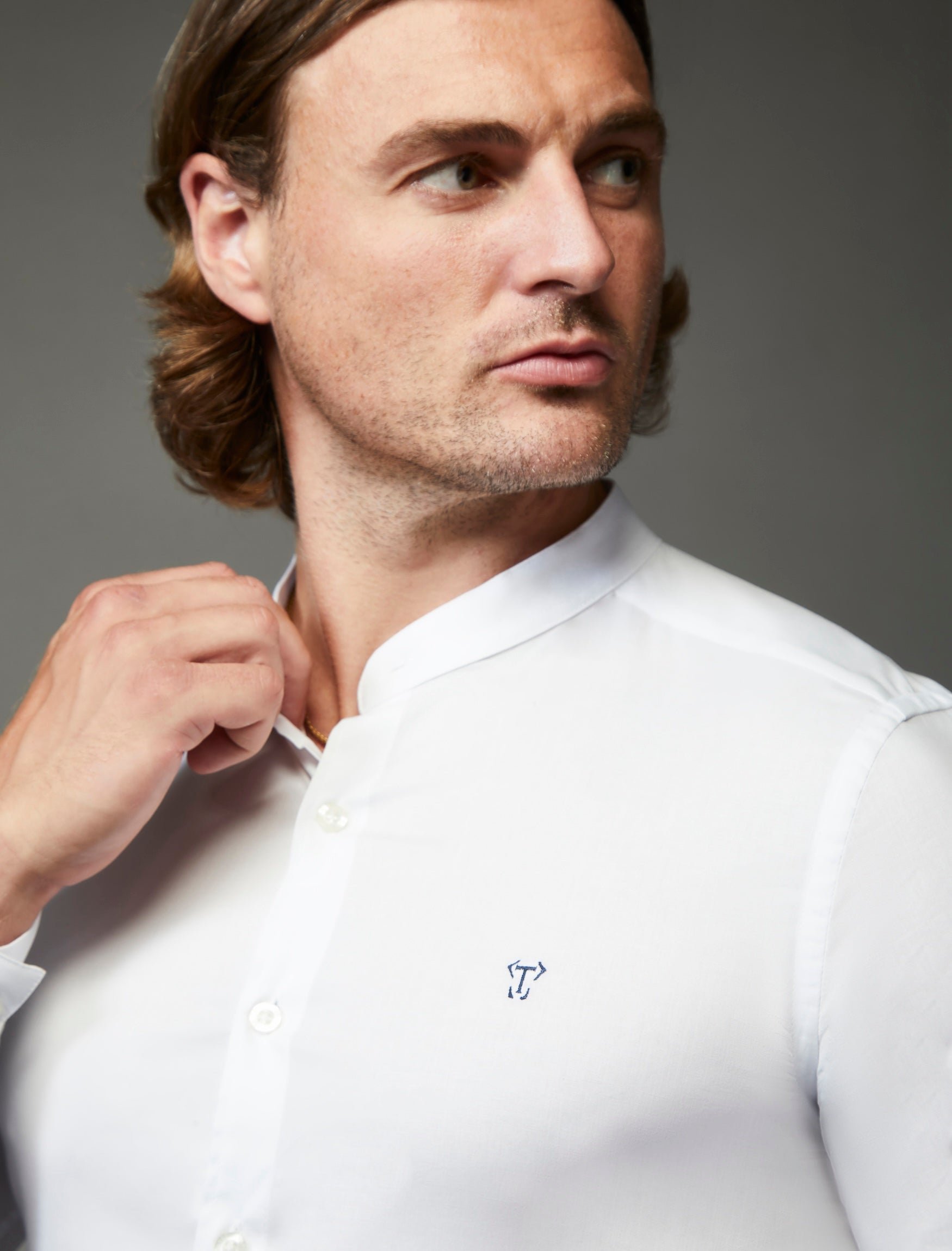 Grandad Collar White Vittorini Fit Shirt