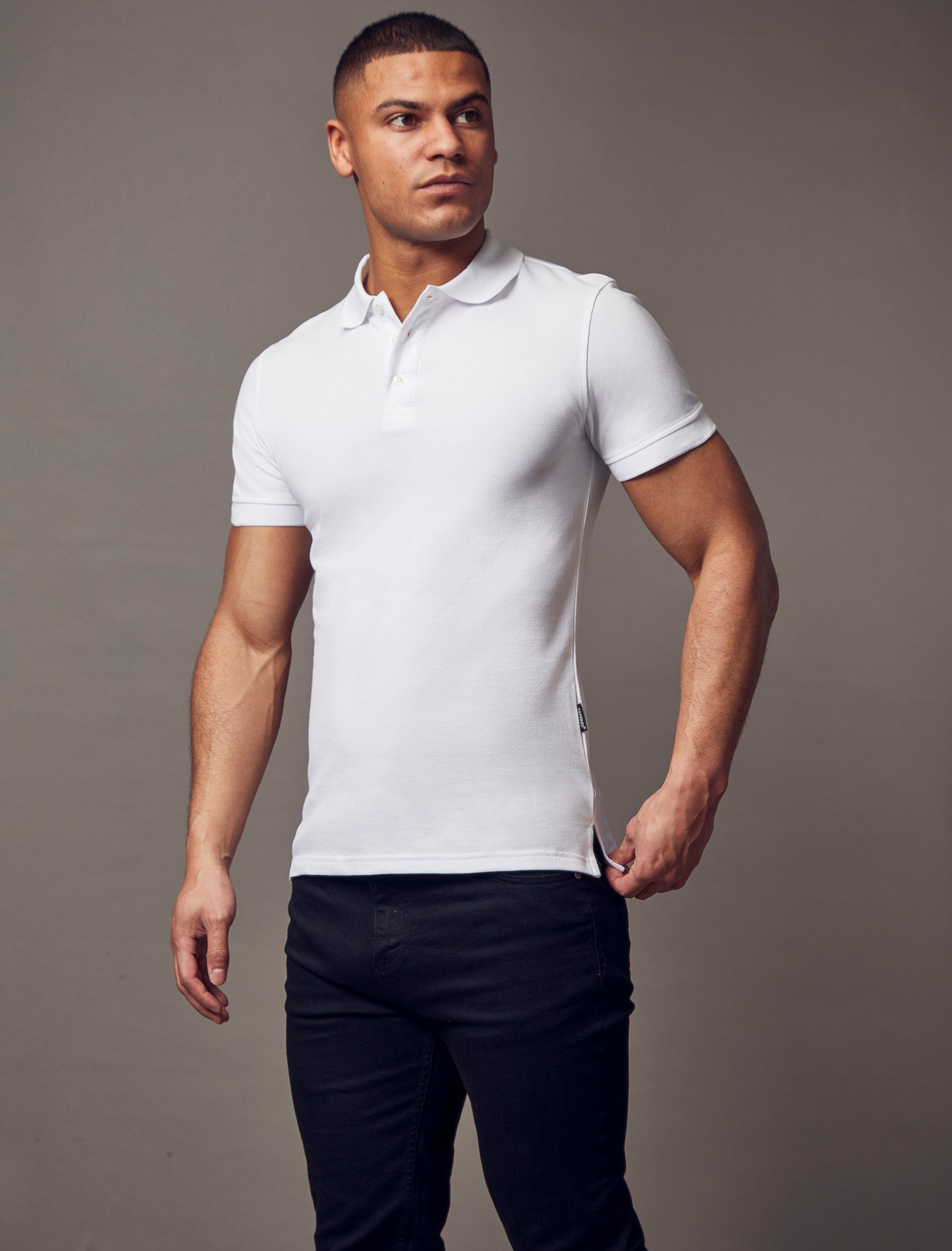 Short Sleeve White Vittorini Fit Polo Shirt