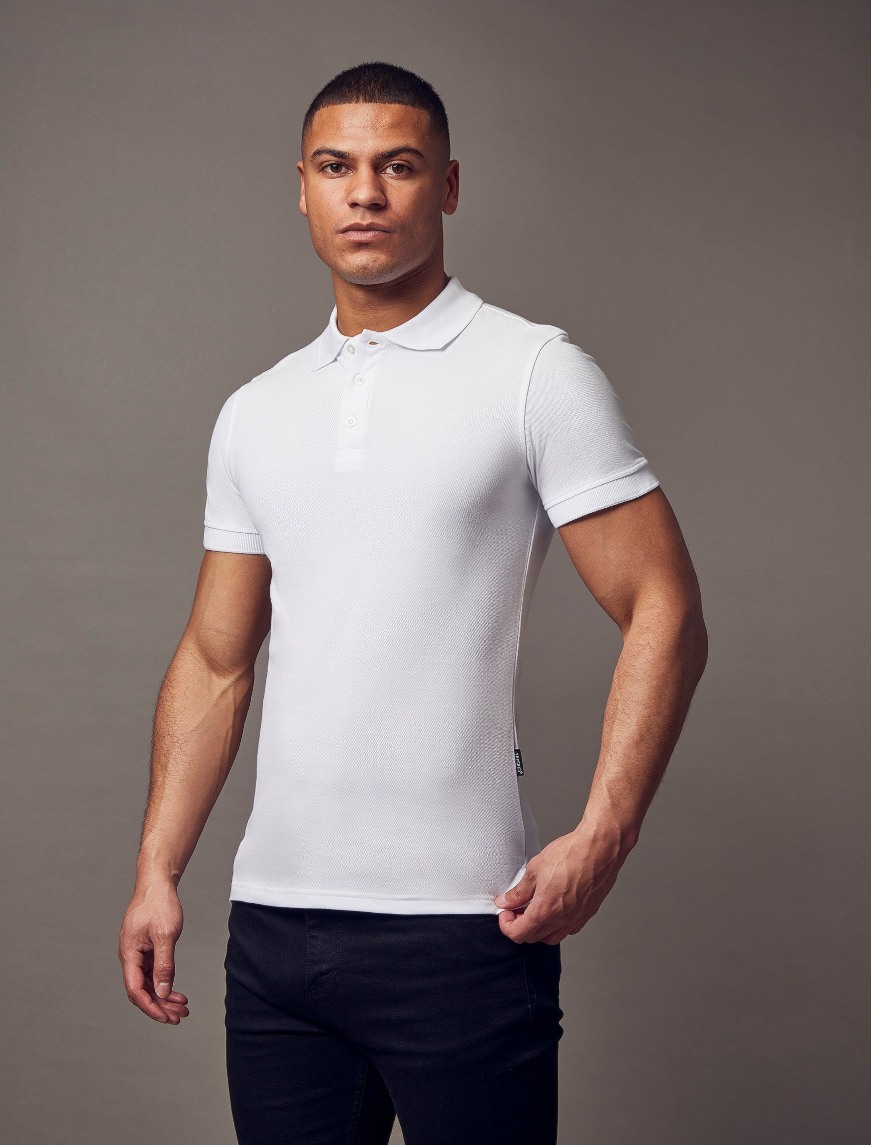 Short Sleeve White Vittorini Fit Polo Shirt