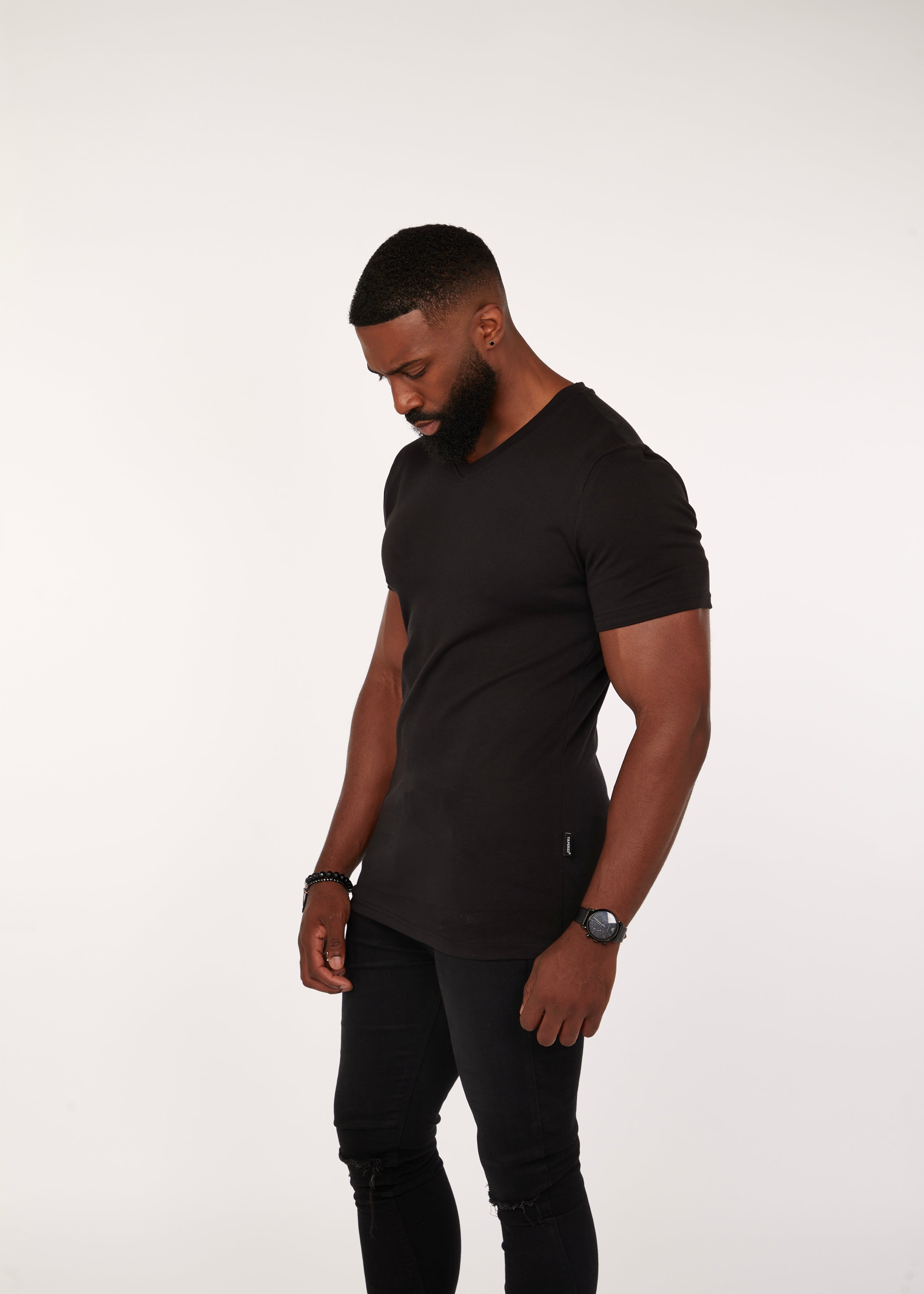 Black V Neck Vittorini Fit T-Shirt