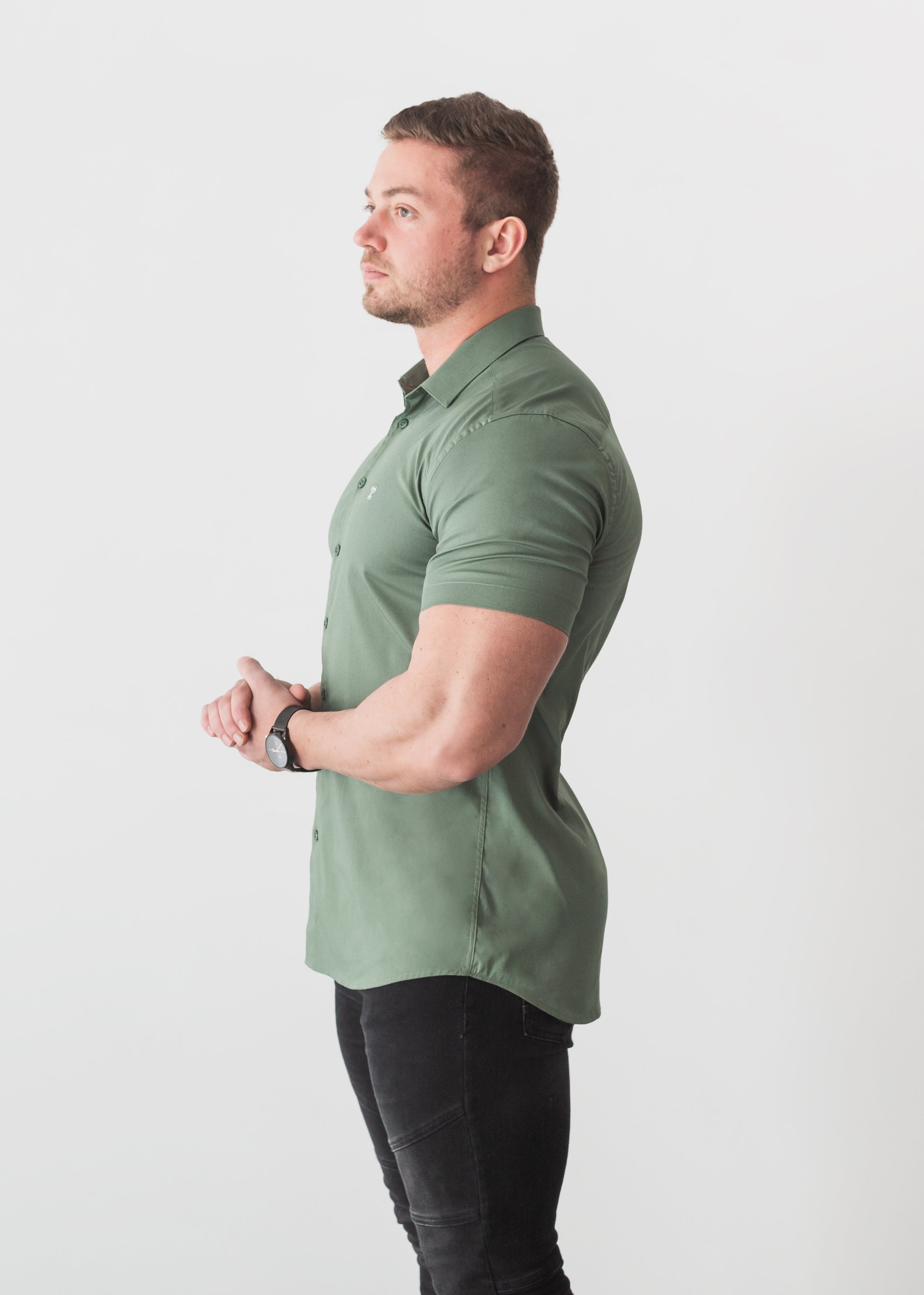 Olive Short Sleeve Vittorini Fit Shirt