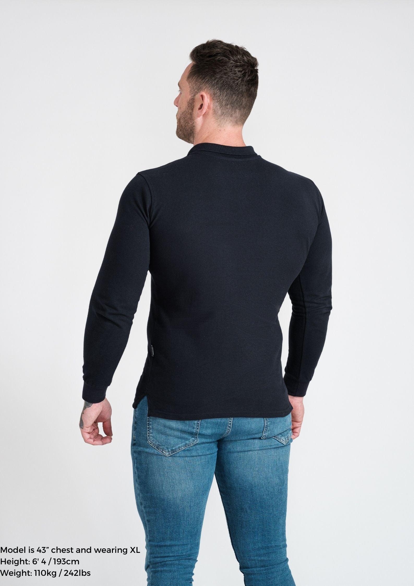 Long Sleeve Navy Vittorini Fit Polo Shirt