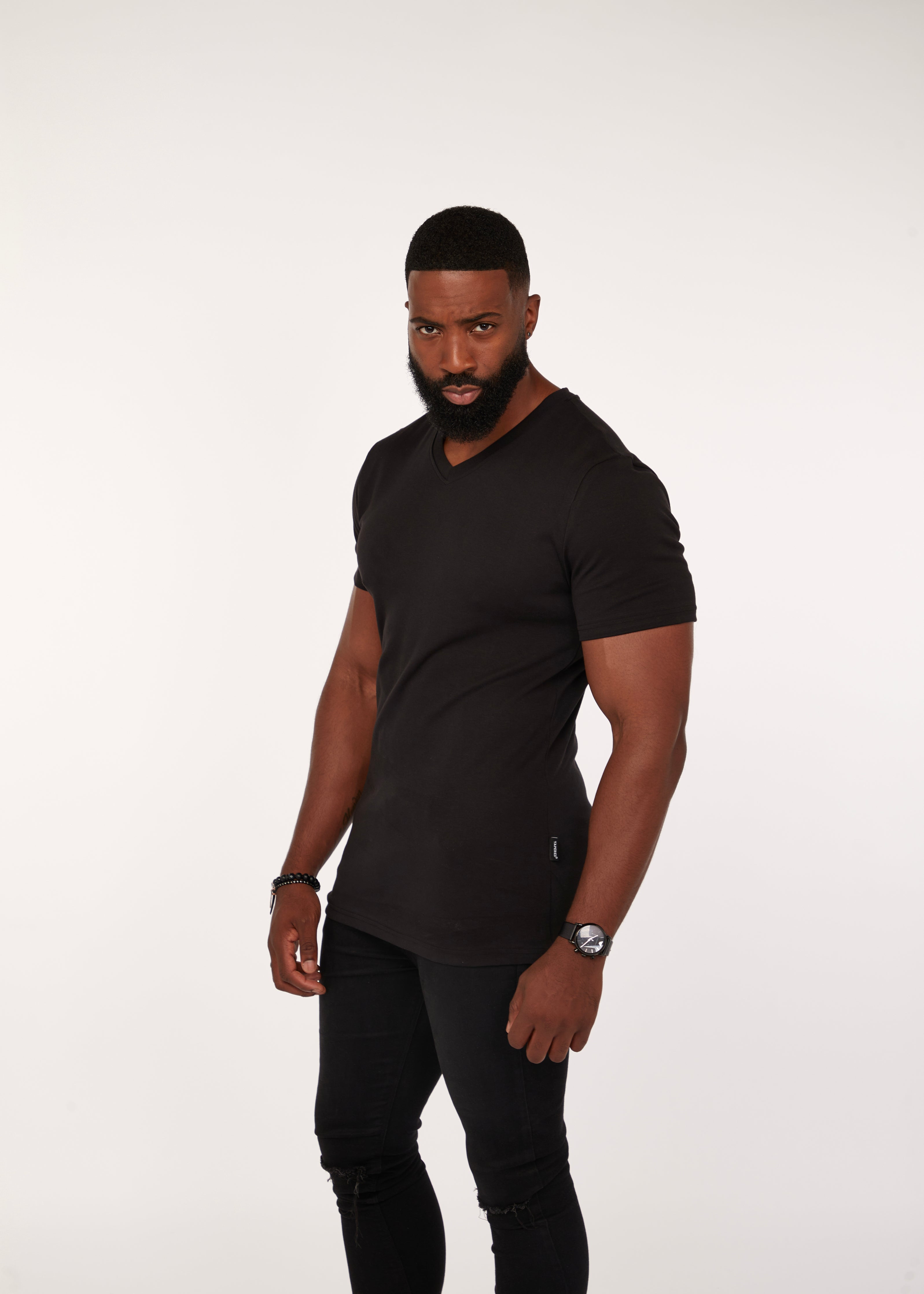 Black V Neck Vittorini Fit T-Shirt