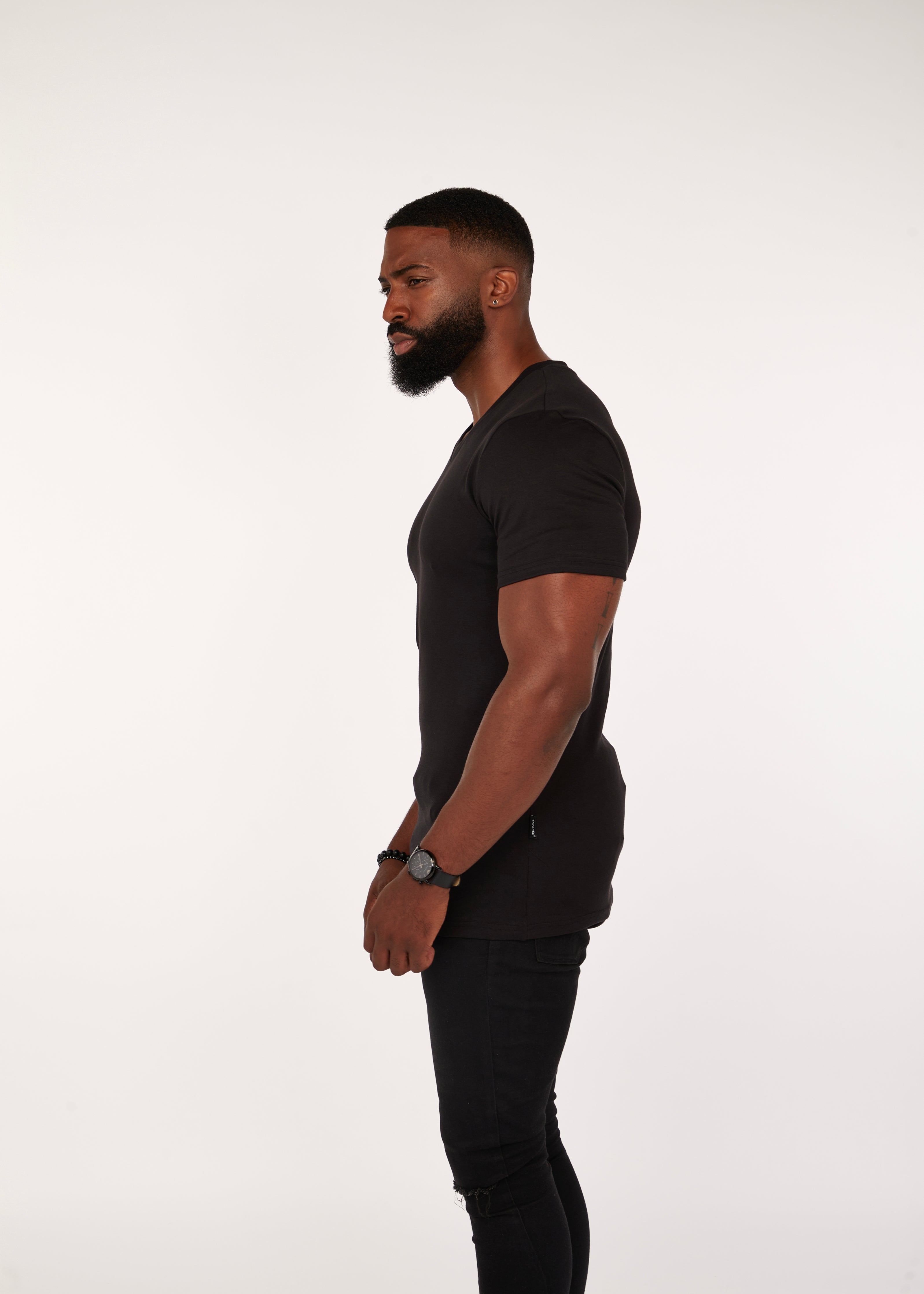 Black V Neck Vittorini Fit T-Shirt
