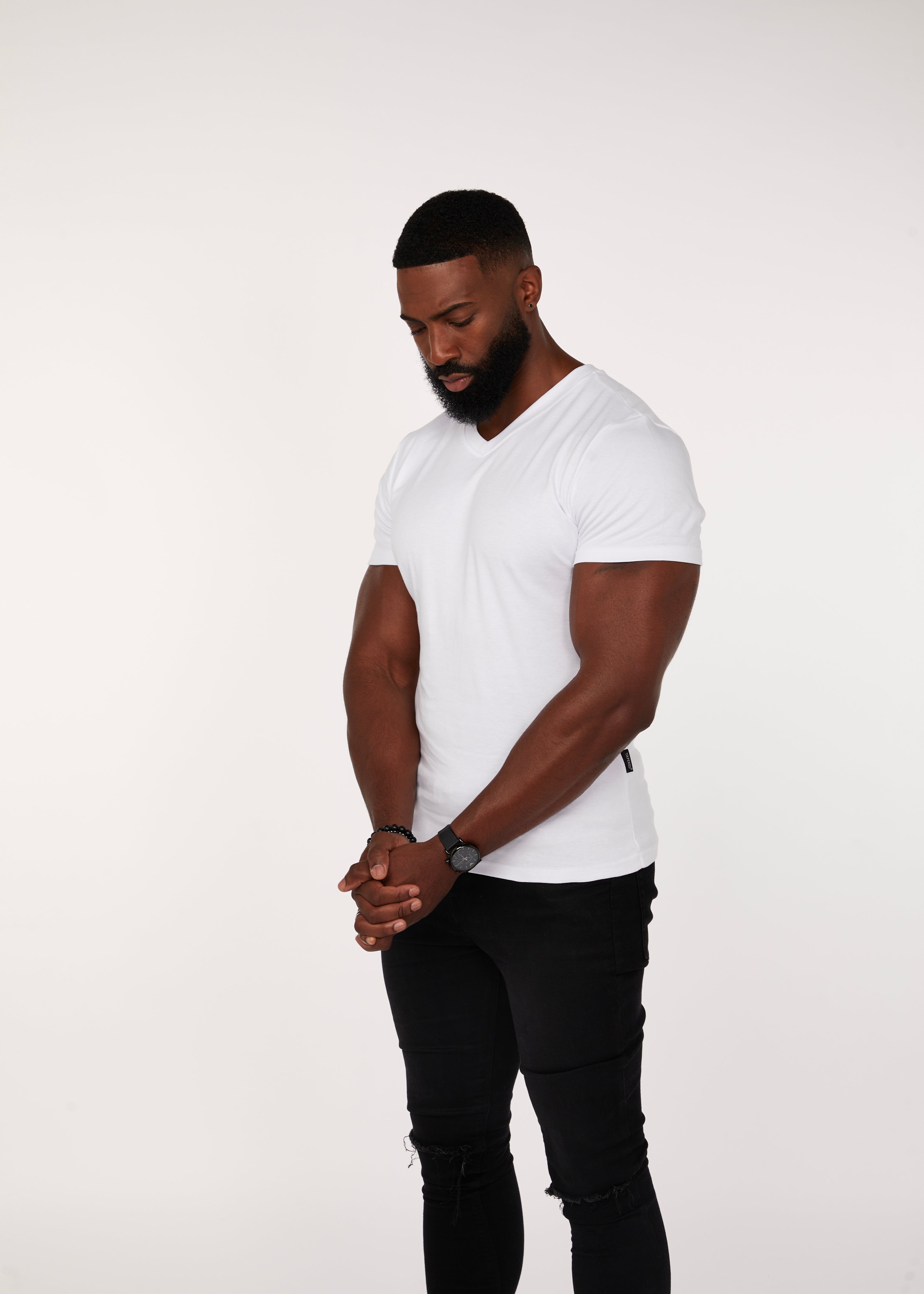 White V Neck Vittorini Fit T-Shirt