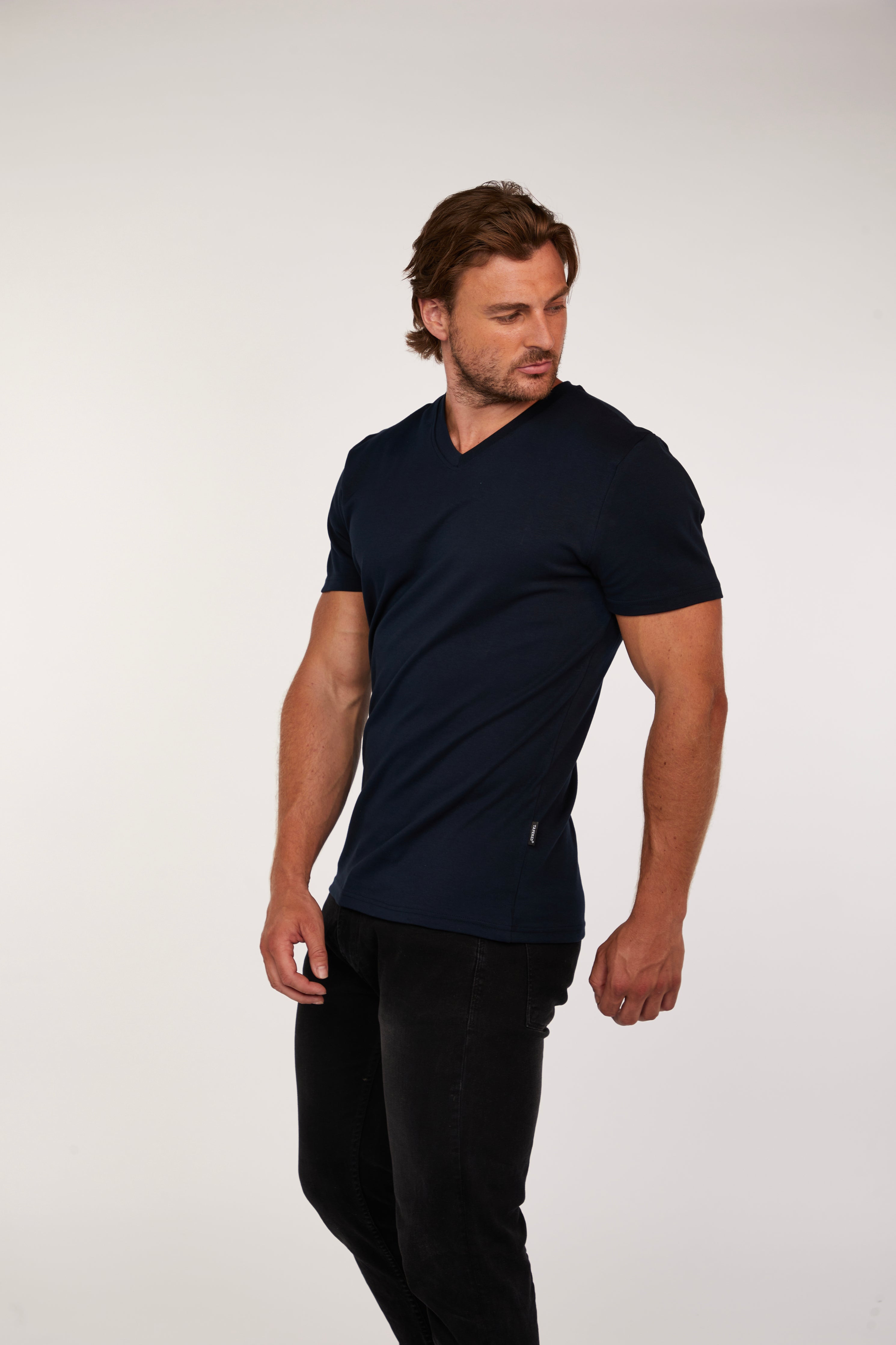 Navy V Neck Vittorini Fit T-Shirt