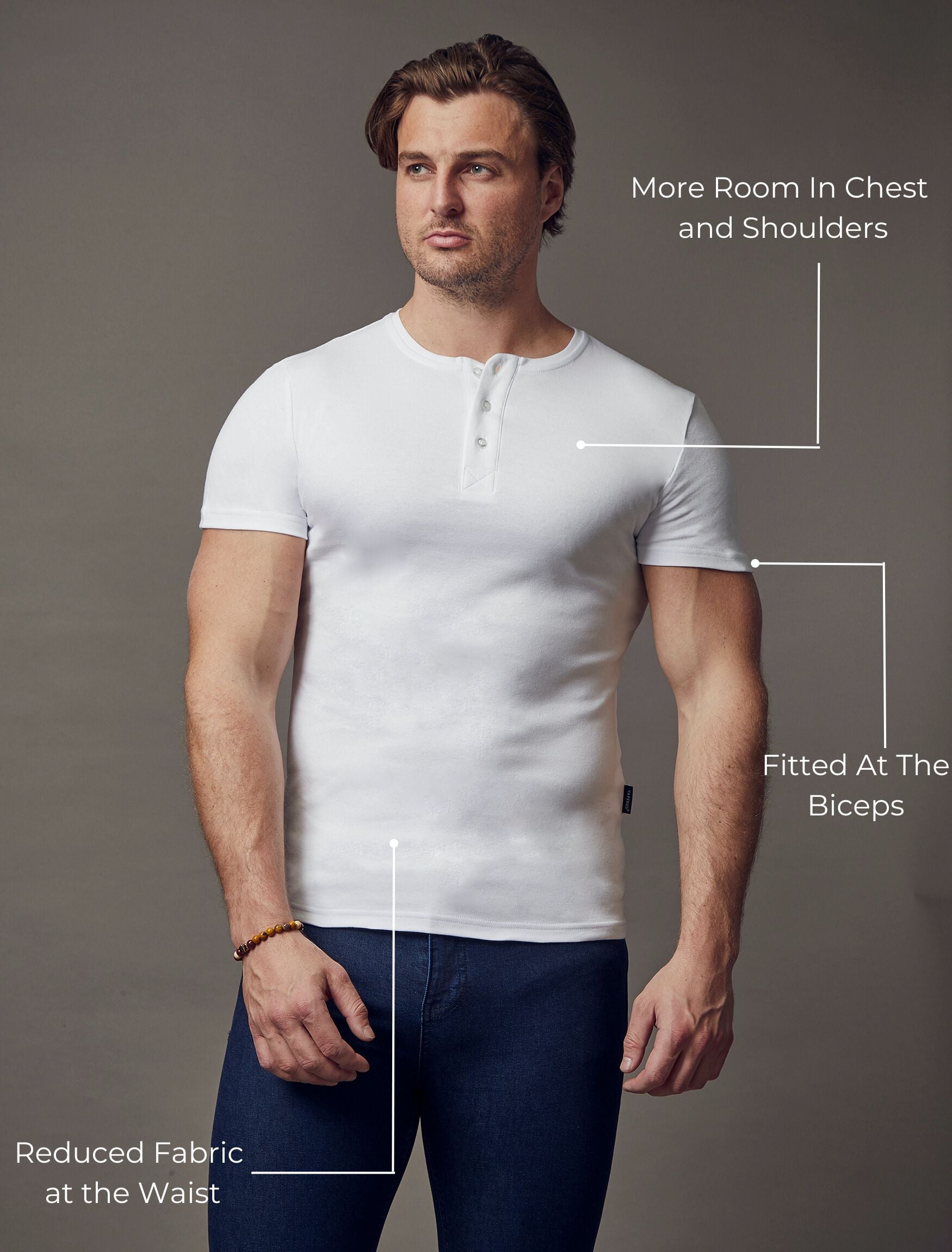 White Short Sleeve Vittorini Fit Henley