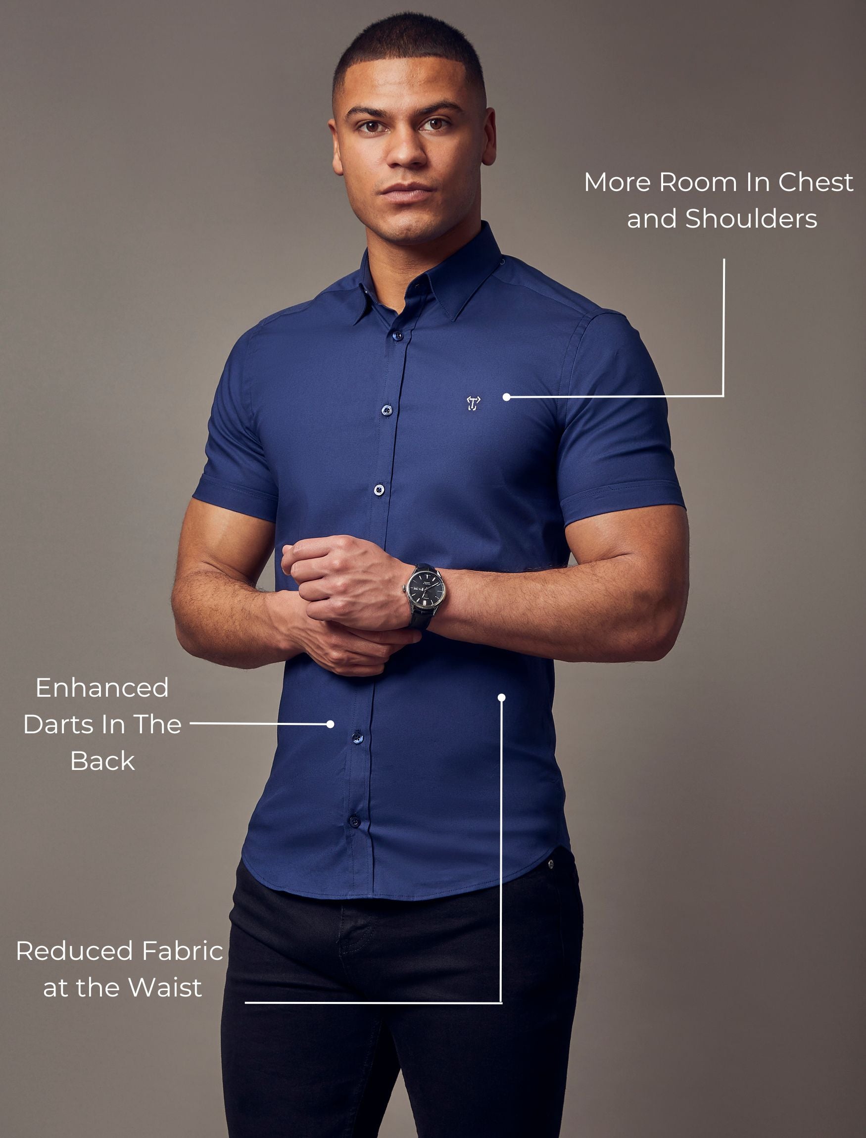Navy Short Sleeve Vittorini Fit Shirt
