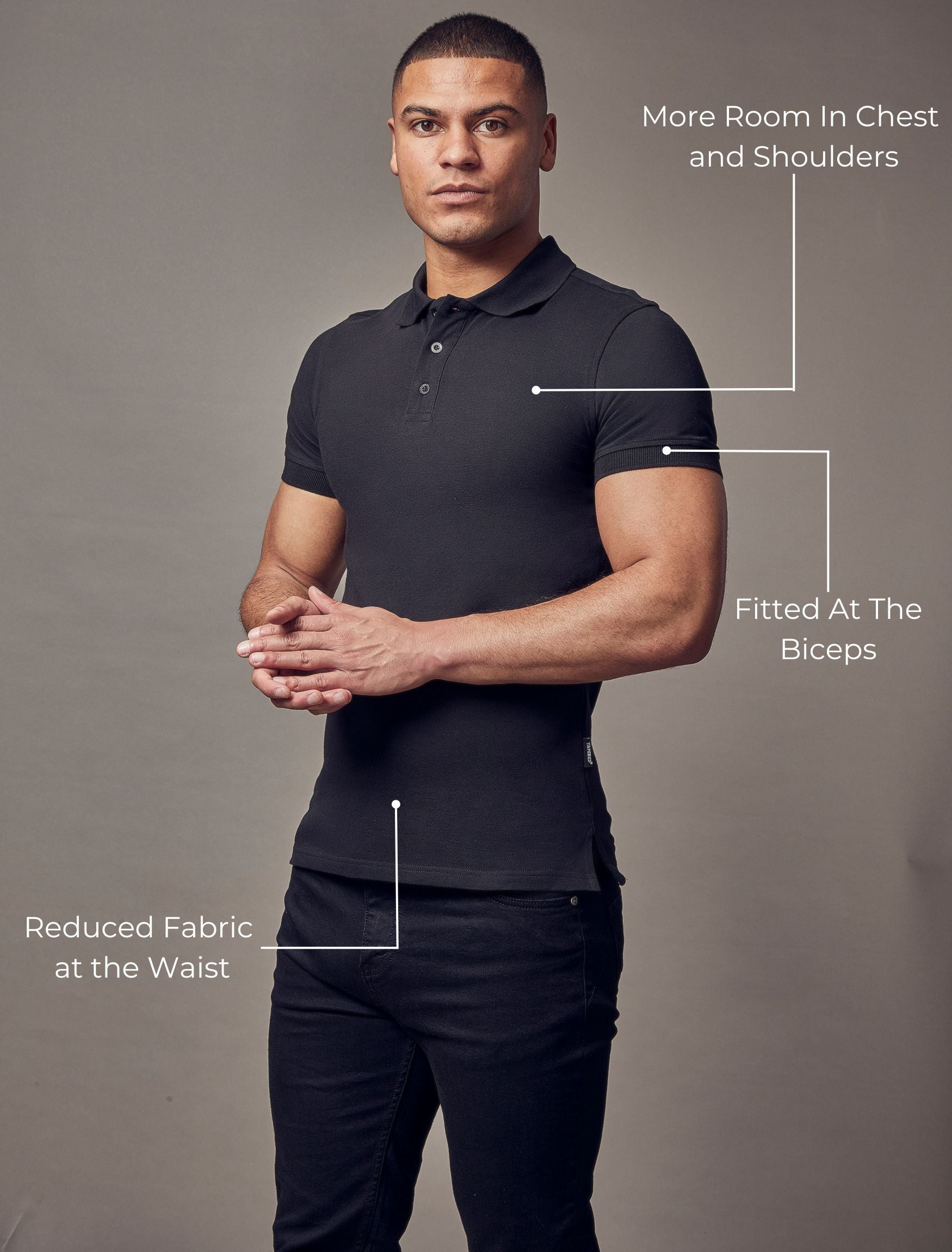Short Sleeve Black Vittorini Fit Polo Shirt