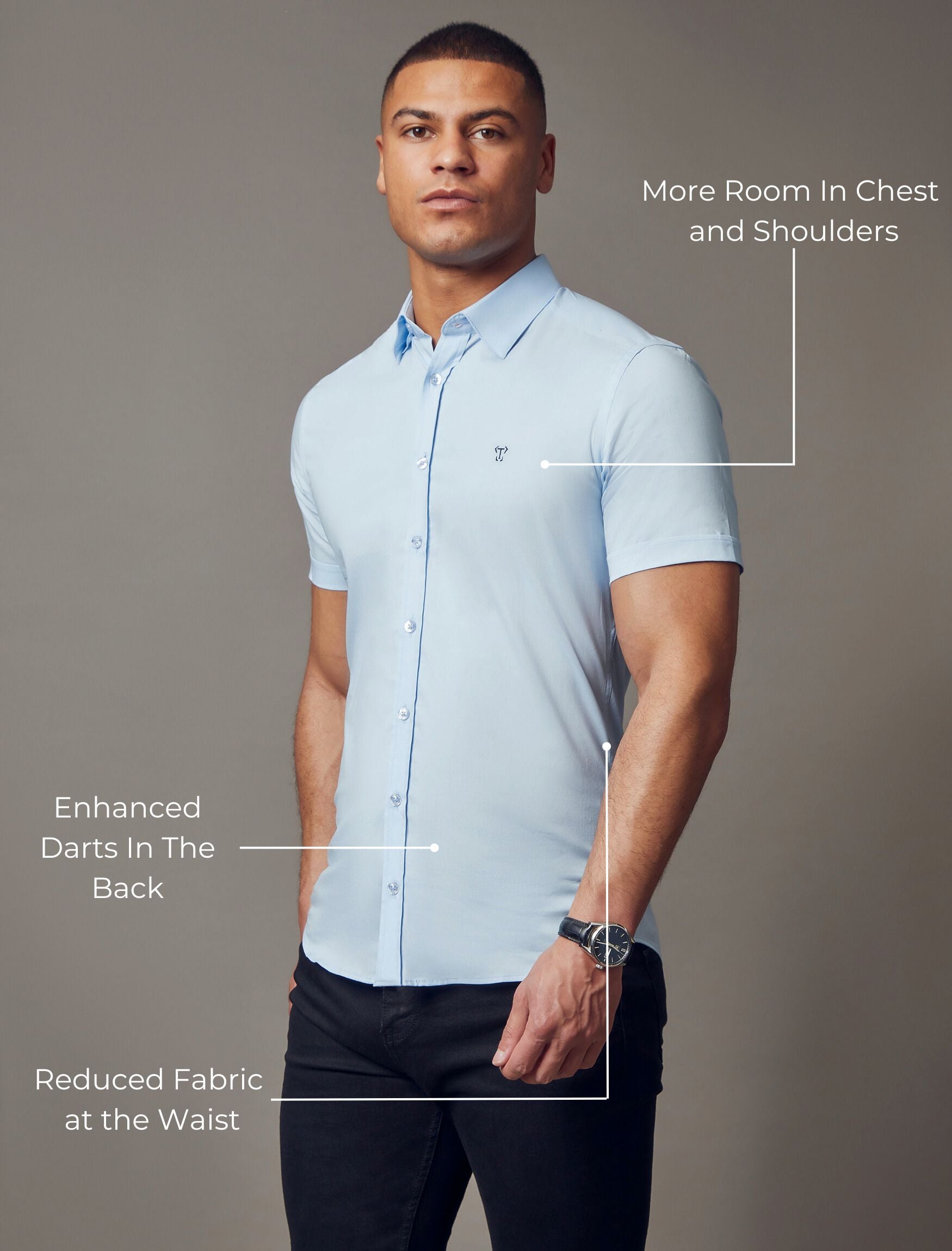 Blue Short Sleeve Vittorini Fit Shirt