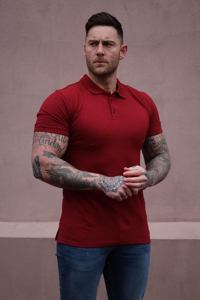 Short Sleeve Burgundy Vittorini Fit Polo Shirt