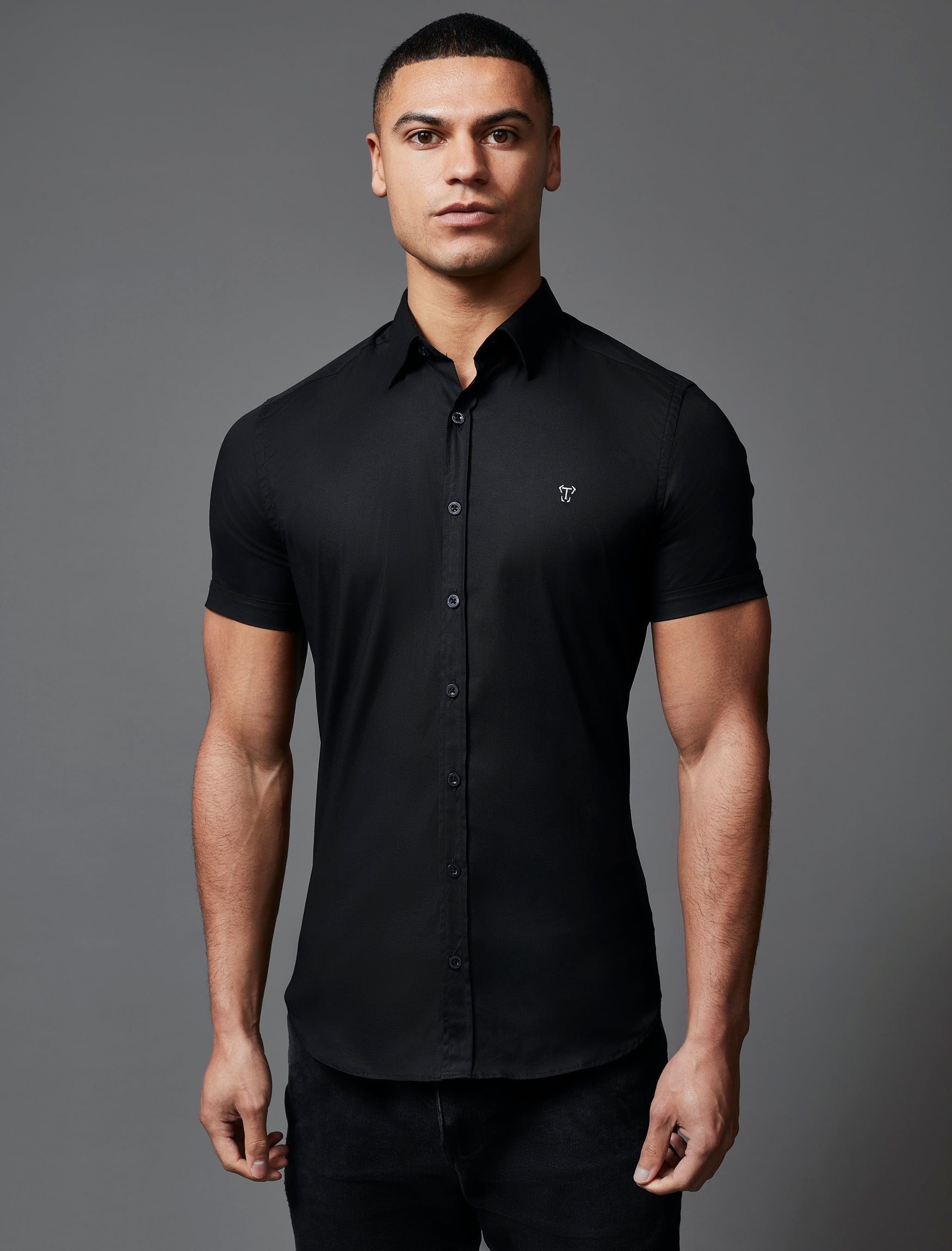 Black Short Sleeve Vittorini Fit Shirt