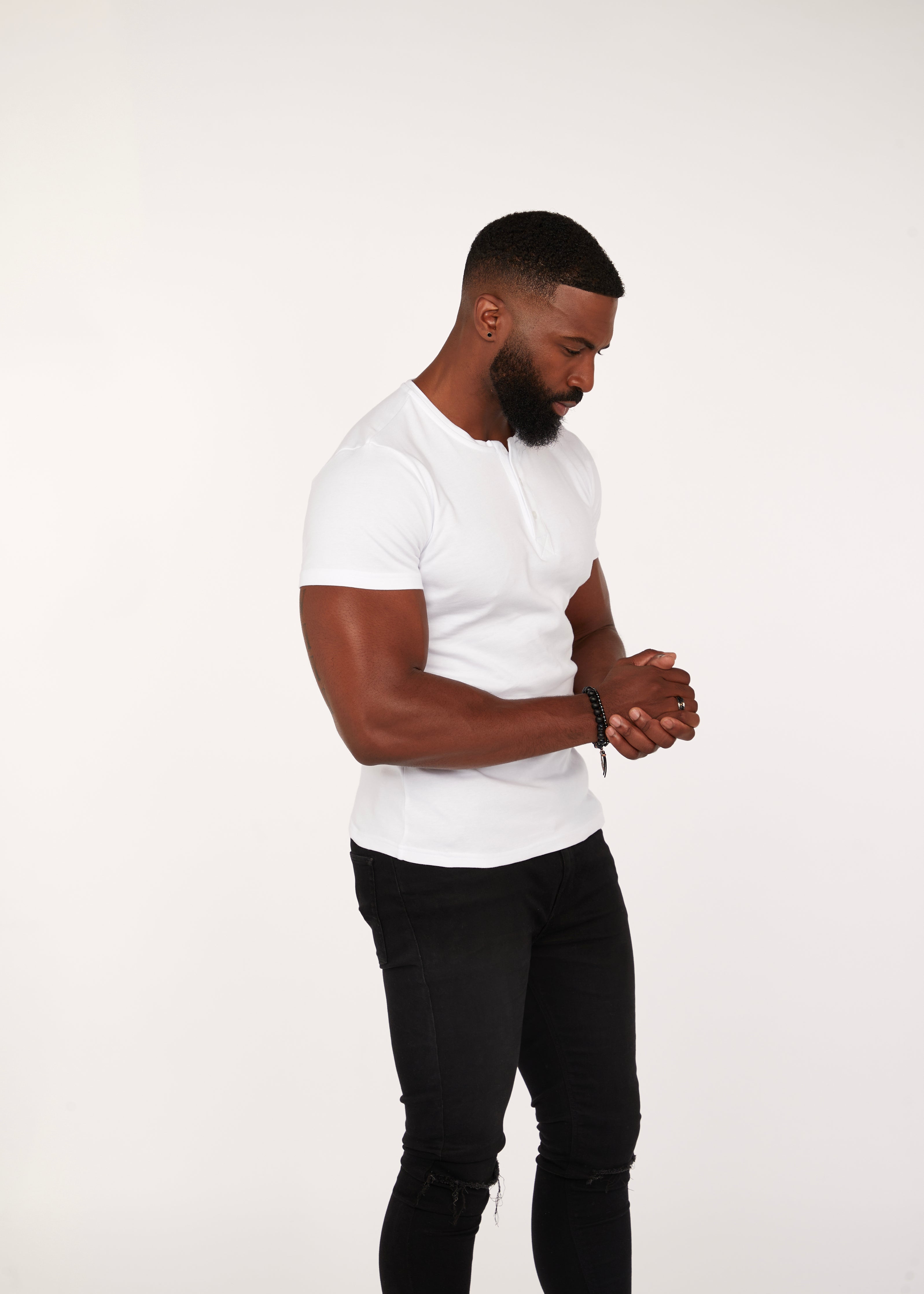 White Short Sleeve Vittorini Fit Henley