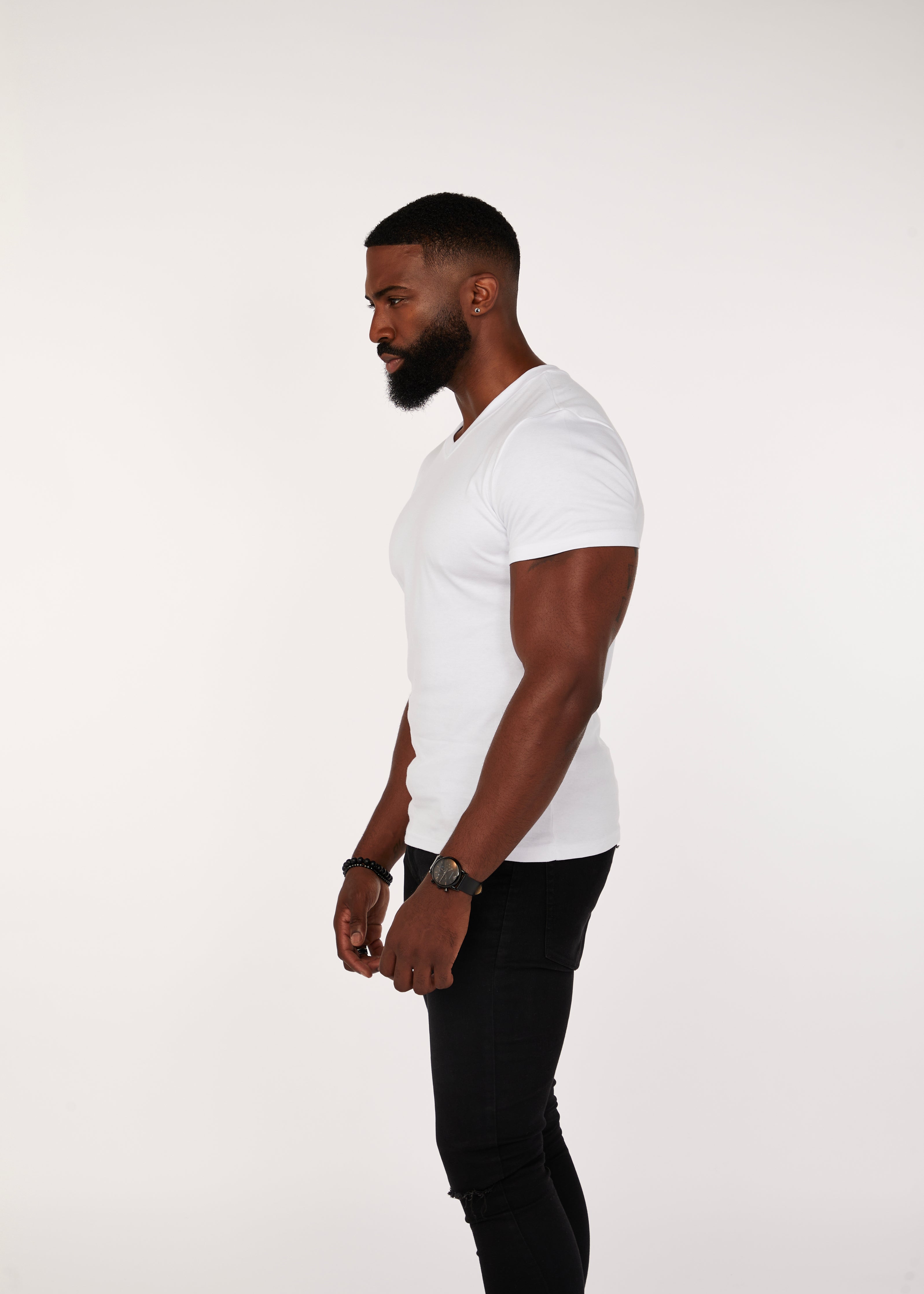 White V Neck Vittorini Fit T-Shirt