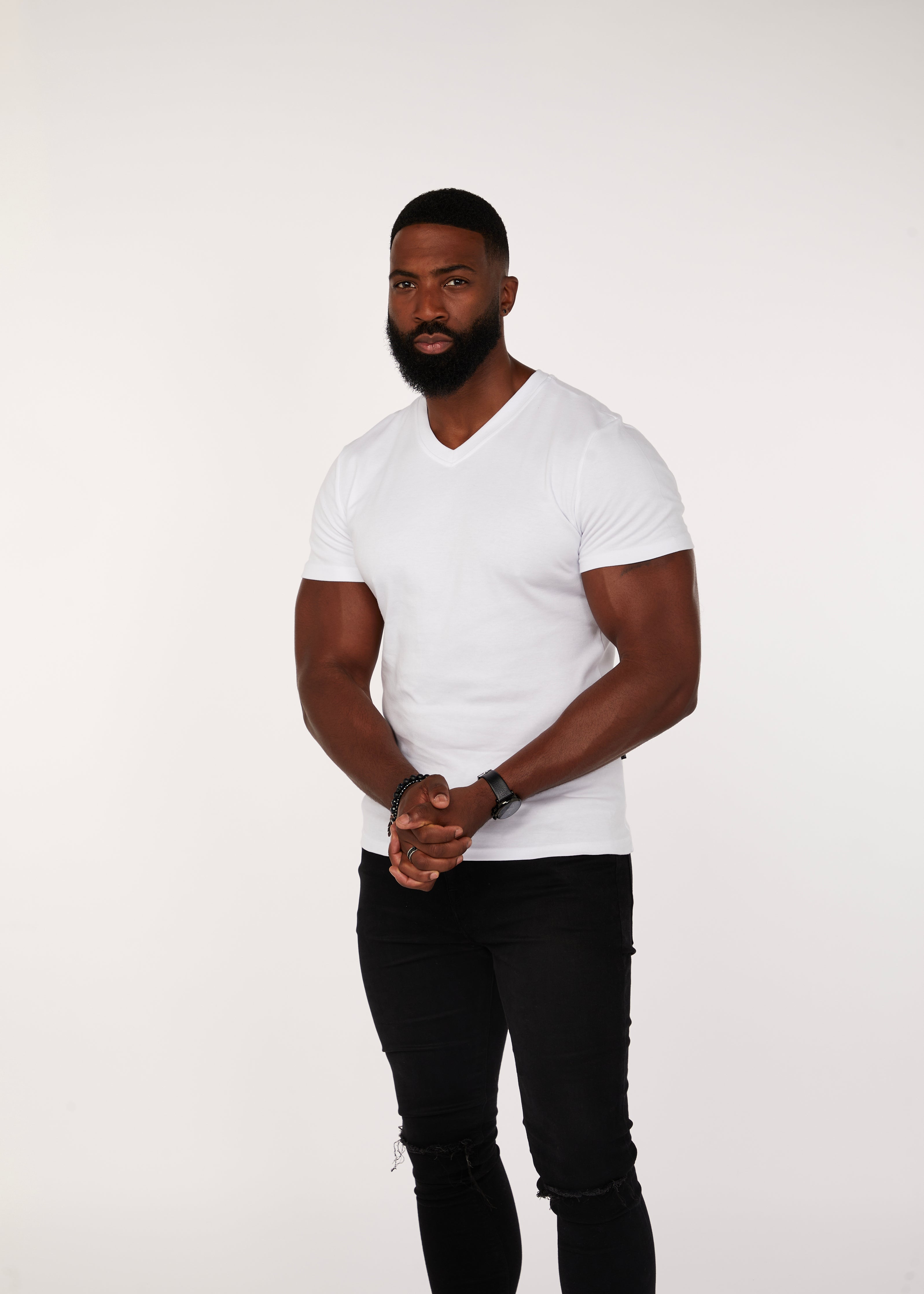 White V Neck Vittorini Fit T-Shirt