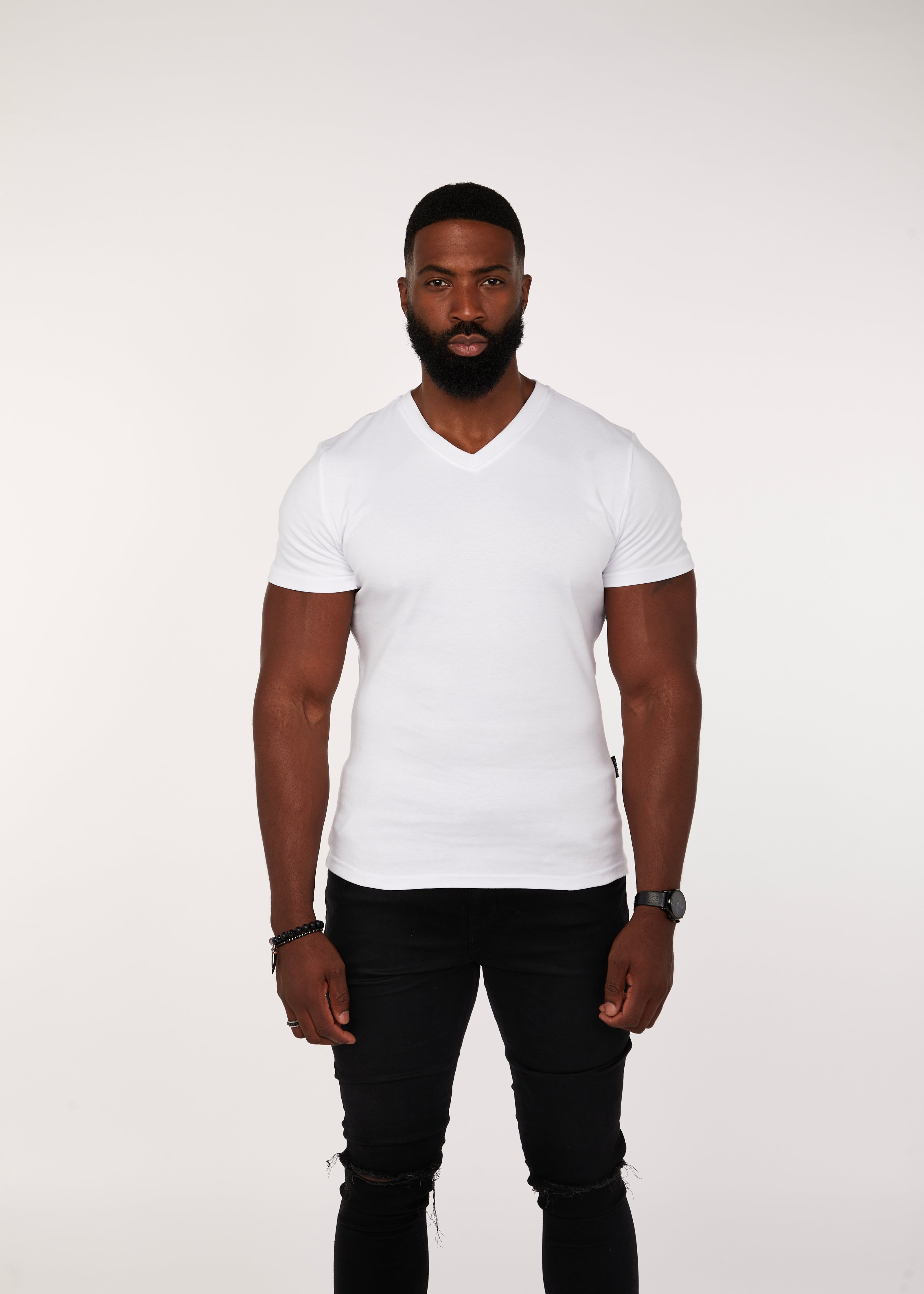 White V Neck Vittorini Fit T-Shirt