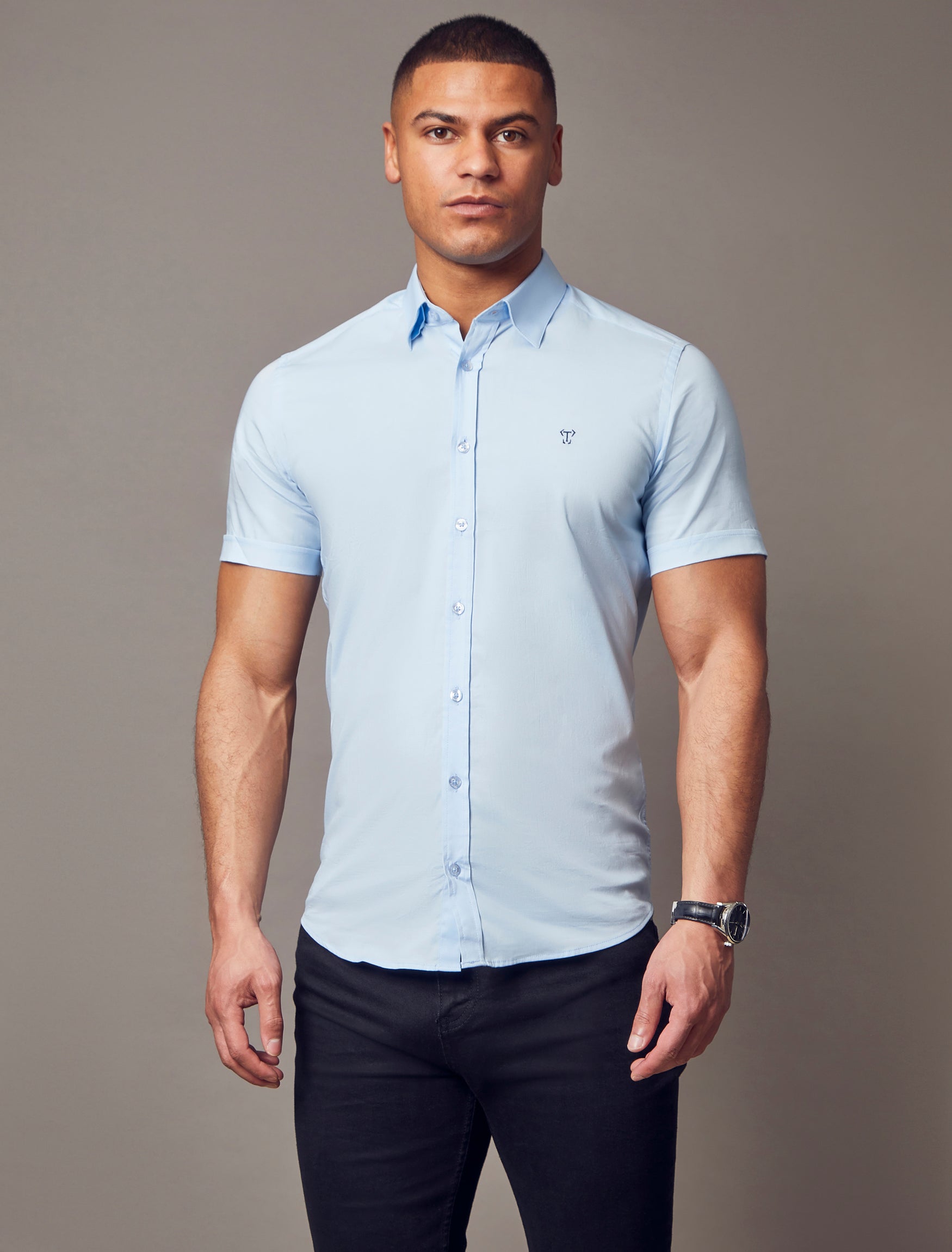Blue Short Sleeve Vittorini Fit Shirt