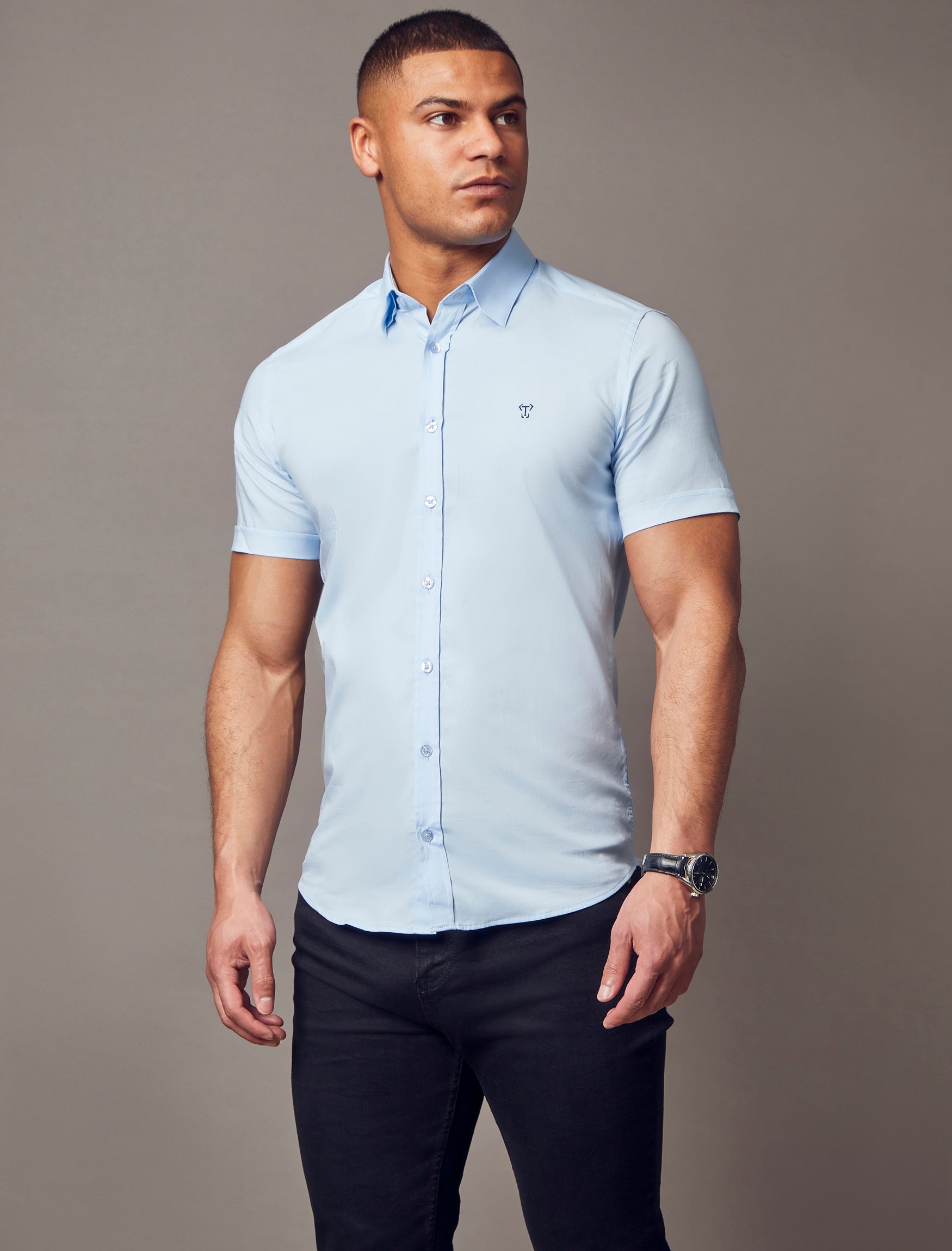 Blue Short Sleeve Vittorini Fit Shirt