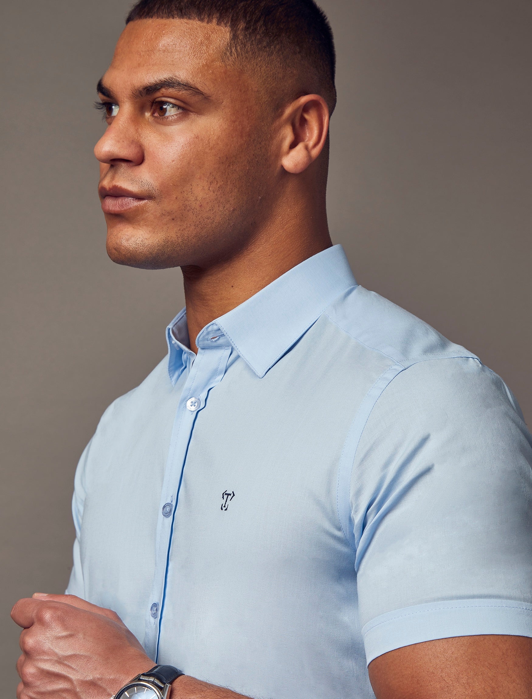 Blue Short Sleeve Vittorini Fit Shirt