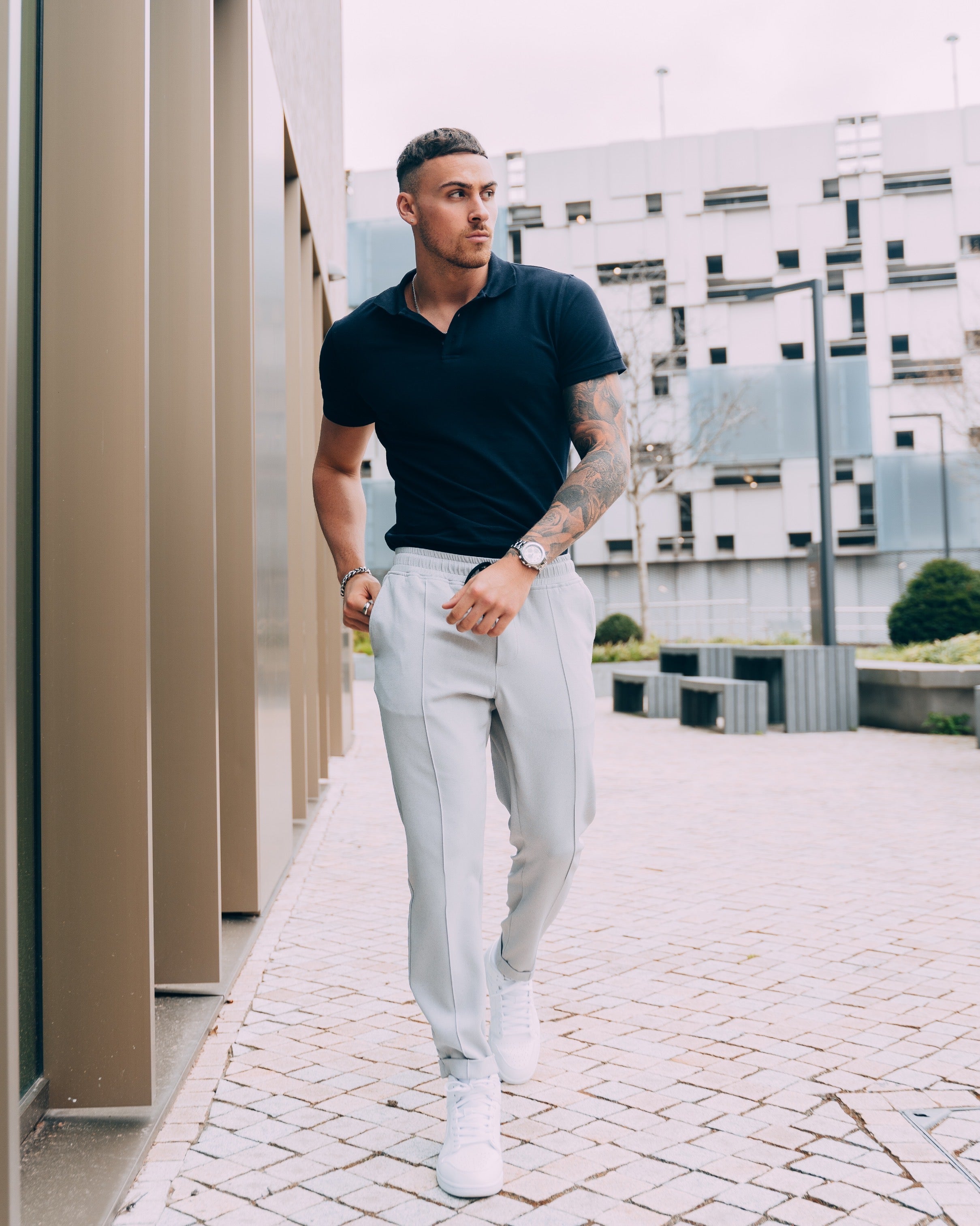 Short Sleeve Navy Vittorini Fit Polo Shirt