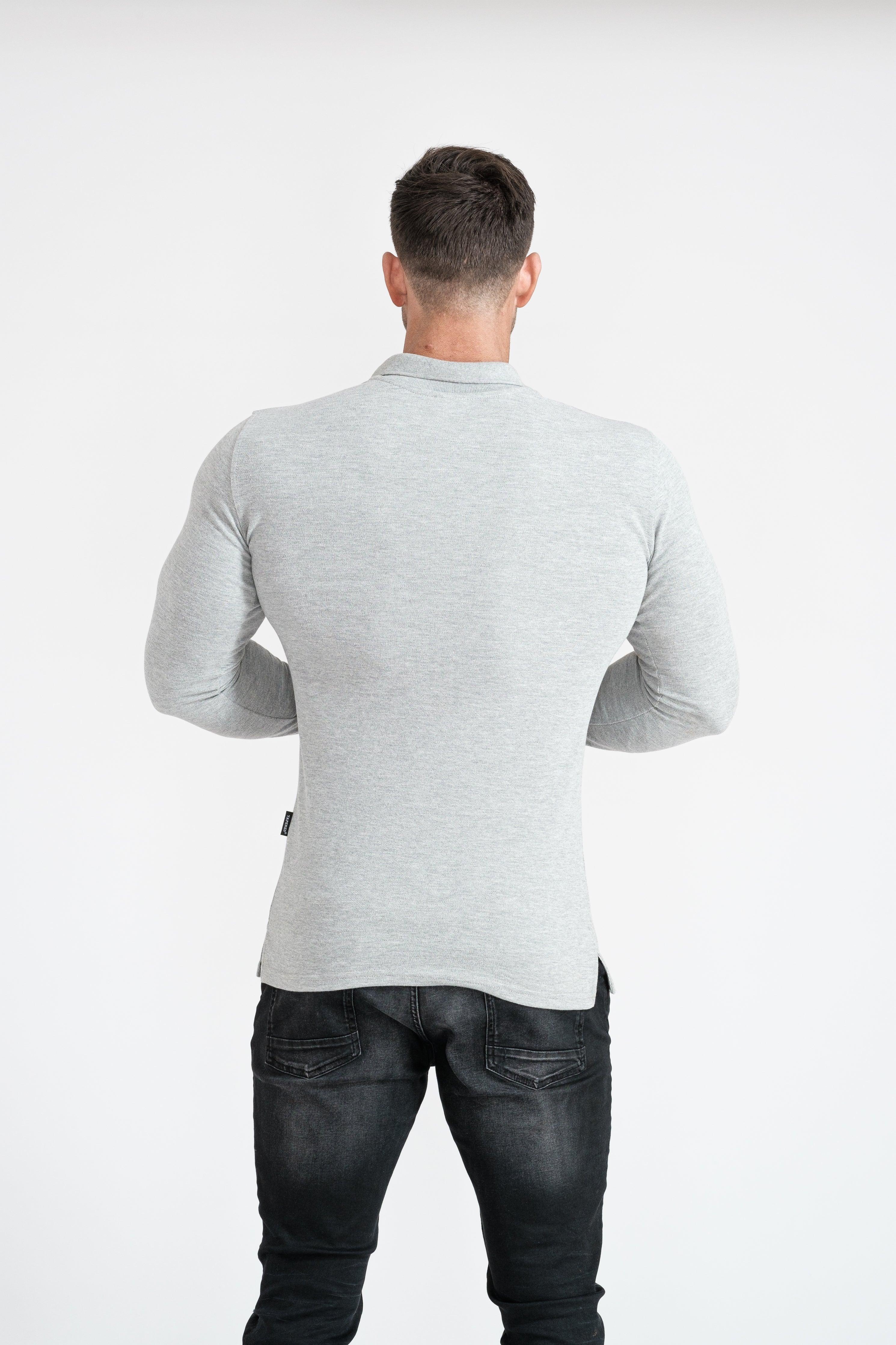 Long Sleeve Grey Vittorini Fit Polo Shirt