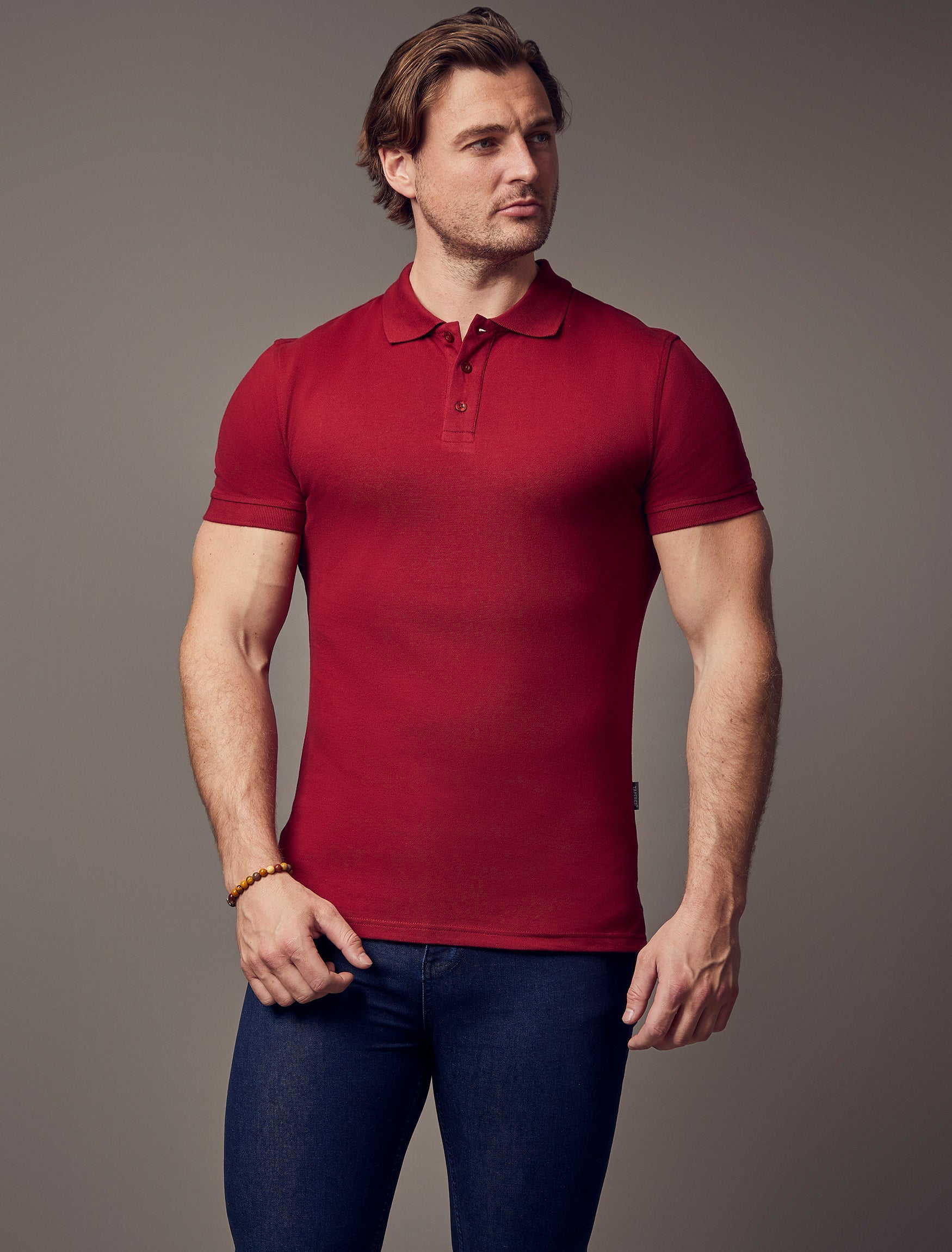 Short Sleeve Burgundy Vittorini Fit Polo Shirt
